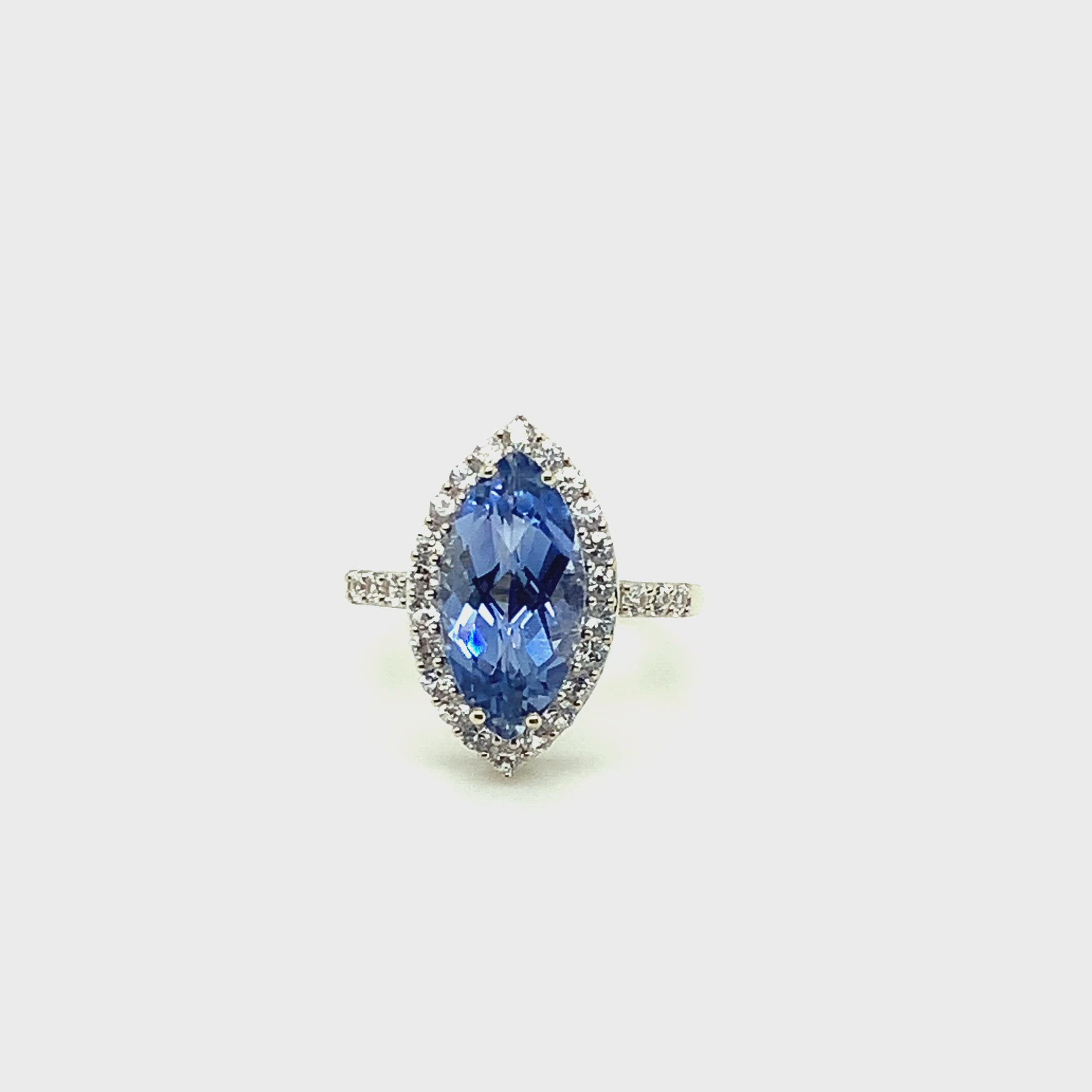Natural Tanzanite & Diamond Ring 10K Solid White Gold 5.63tcw Marquise Ring Gemstone Ring Engagement Ring December Birthstone Ring Jewellery