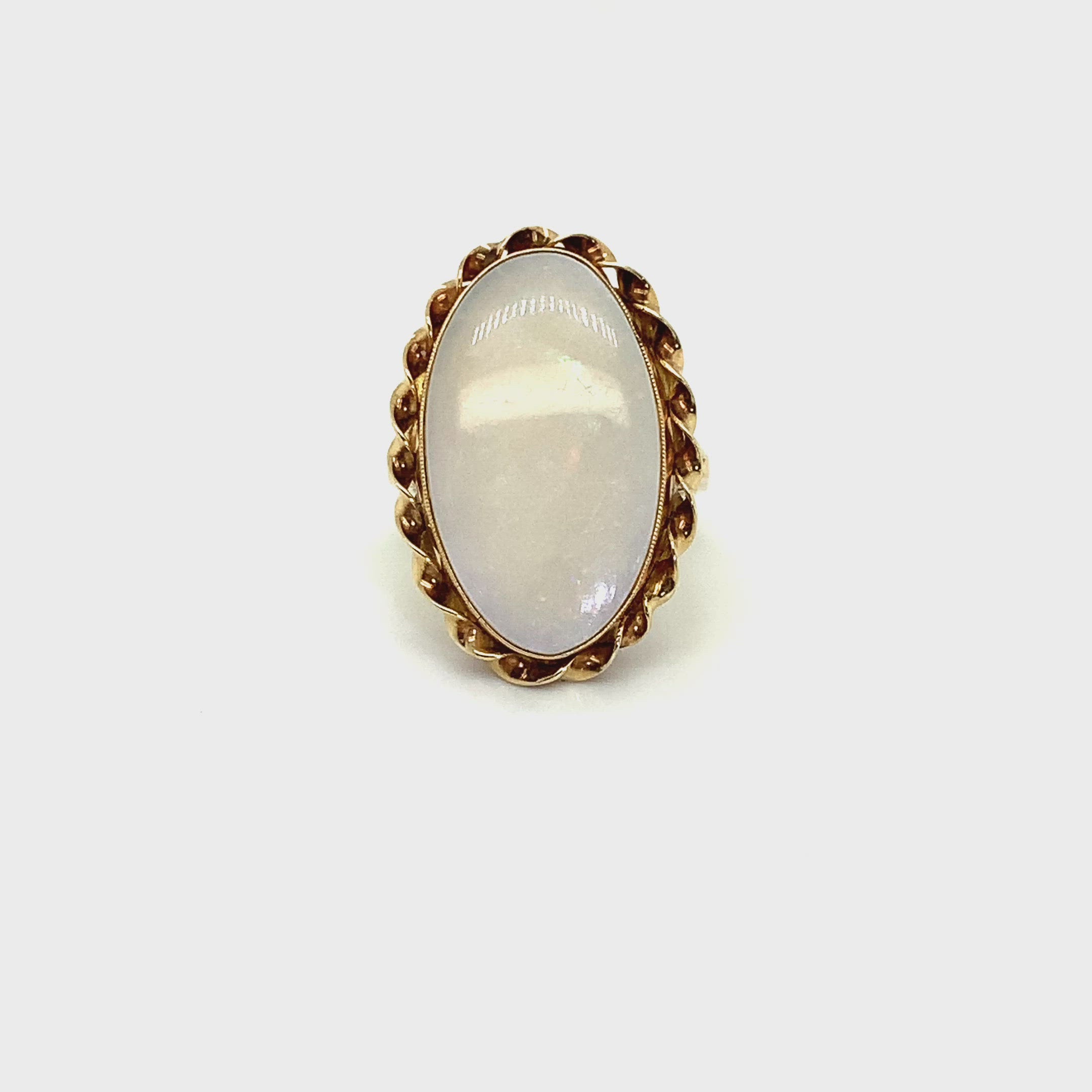 Natural Ethiopian Opal Ring 14K Solid Gold 25mm Precious Opal Ring Solitaire Ring Statement Ring Vintage Ring Cocktail Ring Birthstone Ring