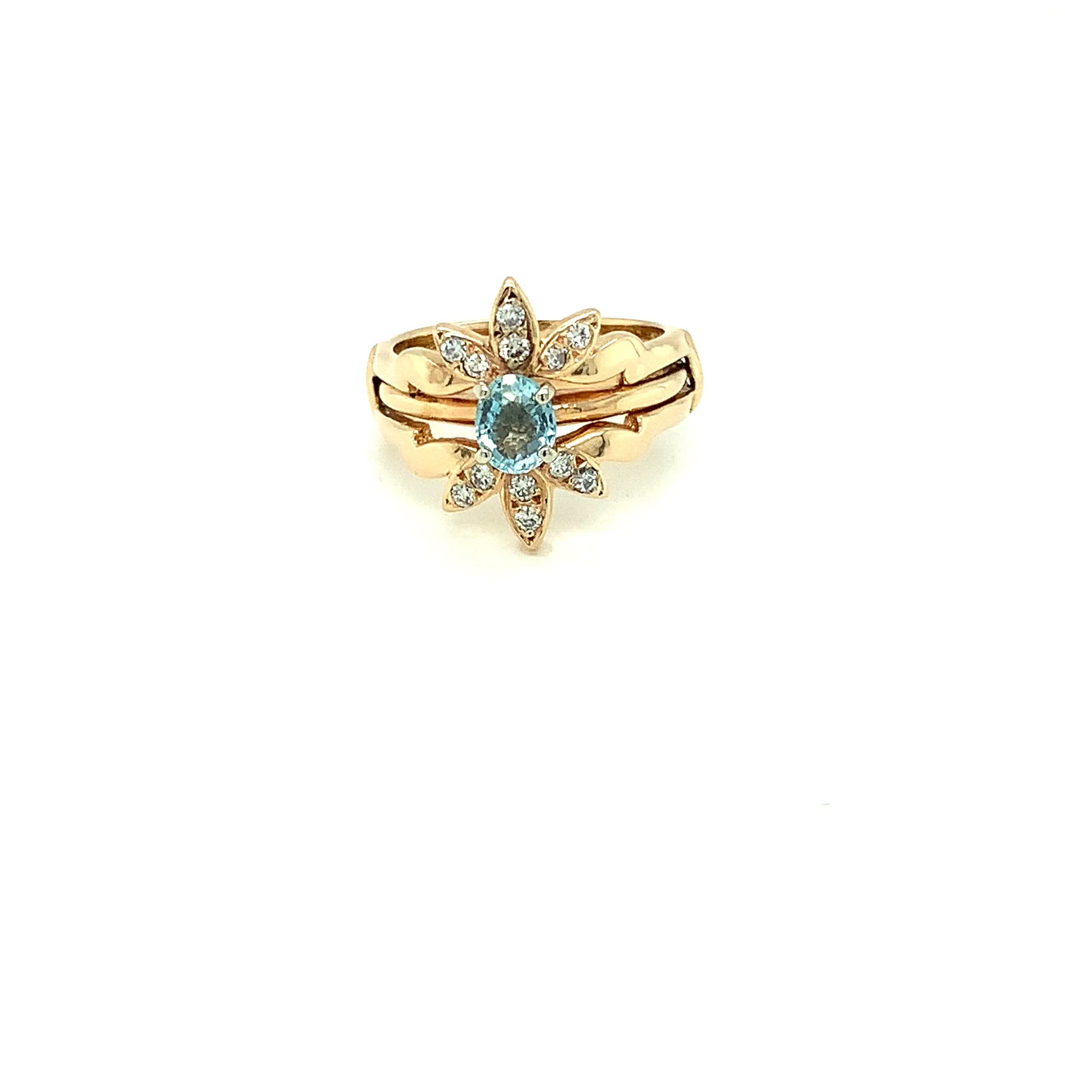 Natural Paraiba Tourmaline & Diamond Ring 14K Solid Gold .85tcw Women's Fine Ring Cluster Ring Cocktail Ring Estate Jewelry Fine Jewellery