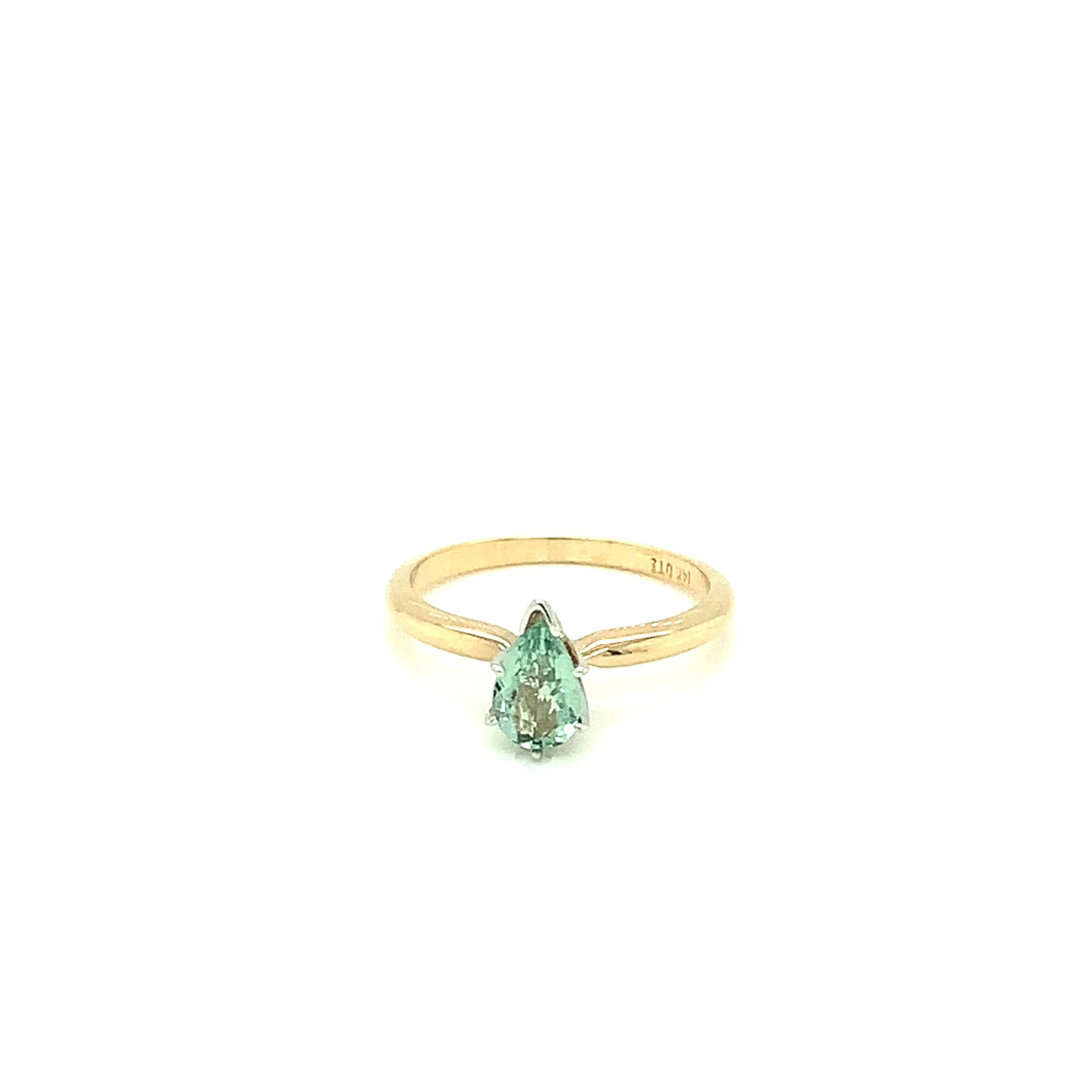 Natural Paraiba Tourmaline Ring 14K Solid Gold .62ct Solitaire Engagement Ring Gemstone Ring Bridal Jewelry Birthstone Ring Statement Ring