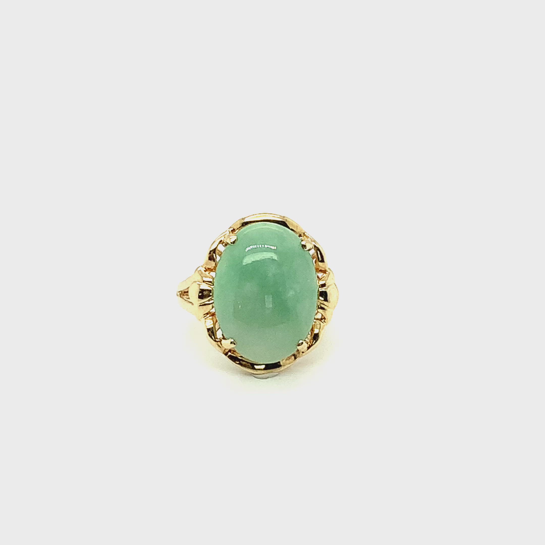 Natural Jade Ring 14K Solid Gold Antique Ring Statement Ring Solitaire Ring Cocktail Ring Green Ring Birthstone Ring Fine Women's Ring
