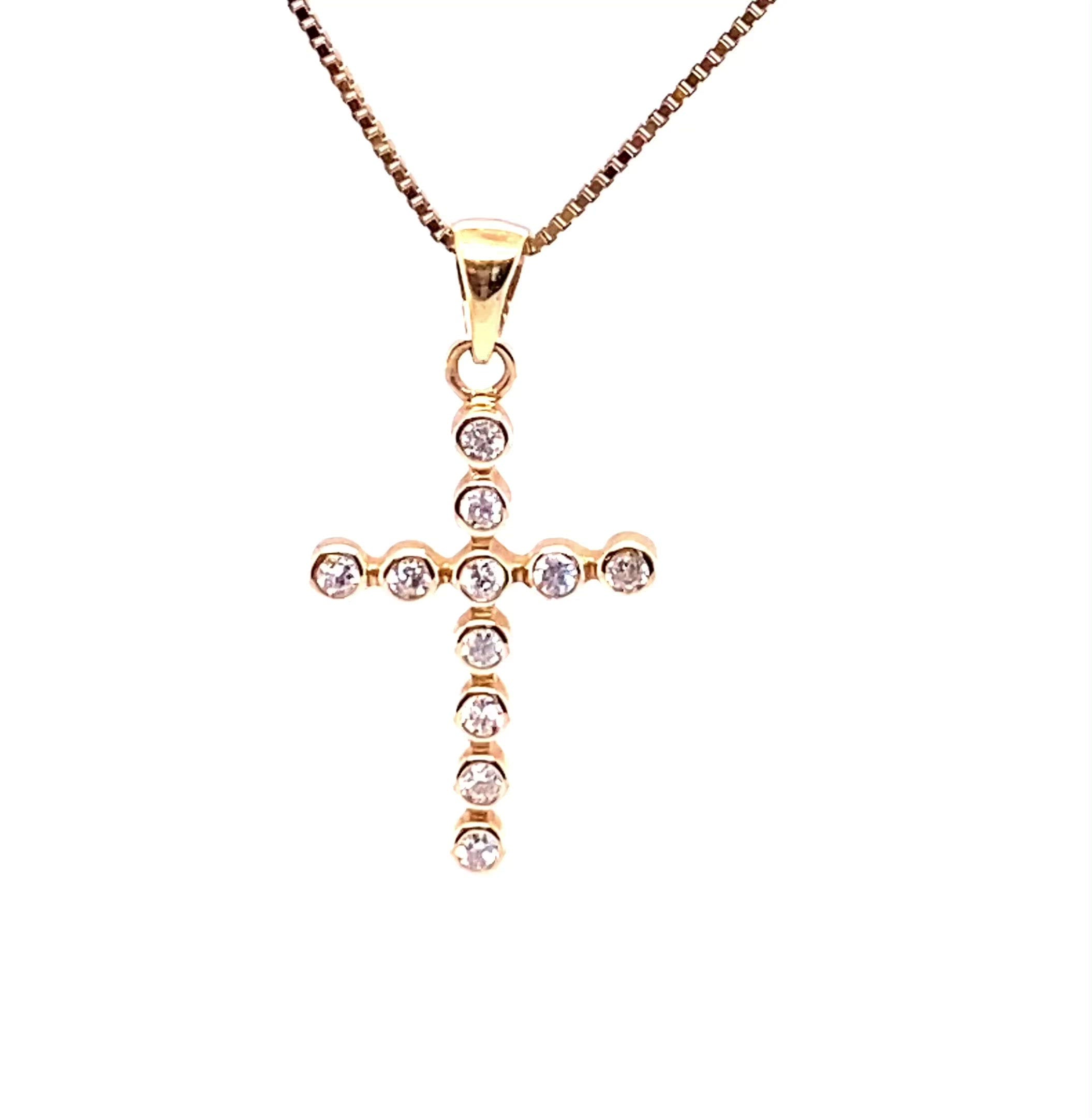 Natural Diamond Necklace 14K Solid Gold .44tcw Cross Pendant Faith Necklace Religious Pendant Fine Jewelry Pendant Necklace Jesus Necklace