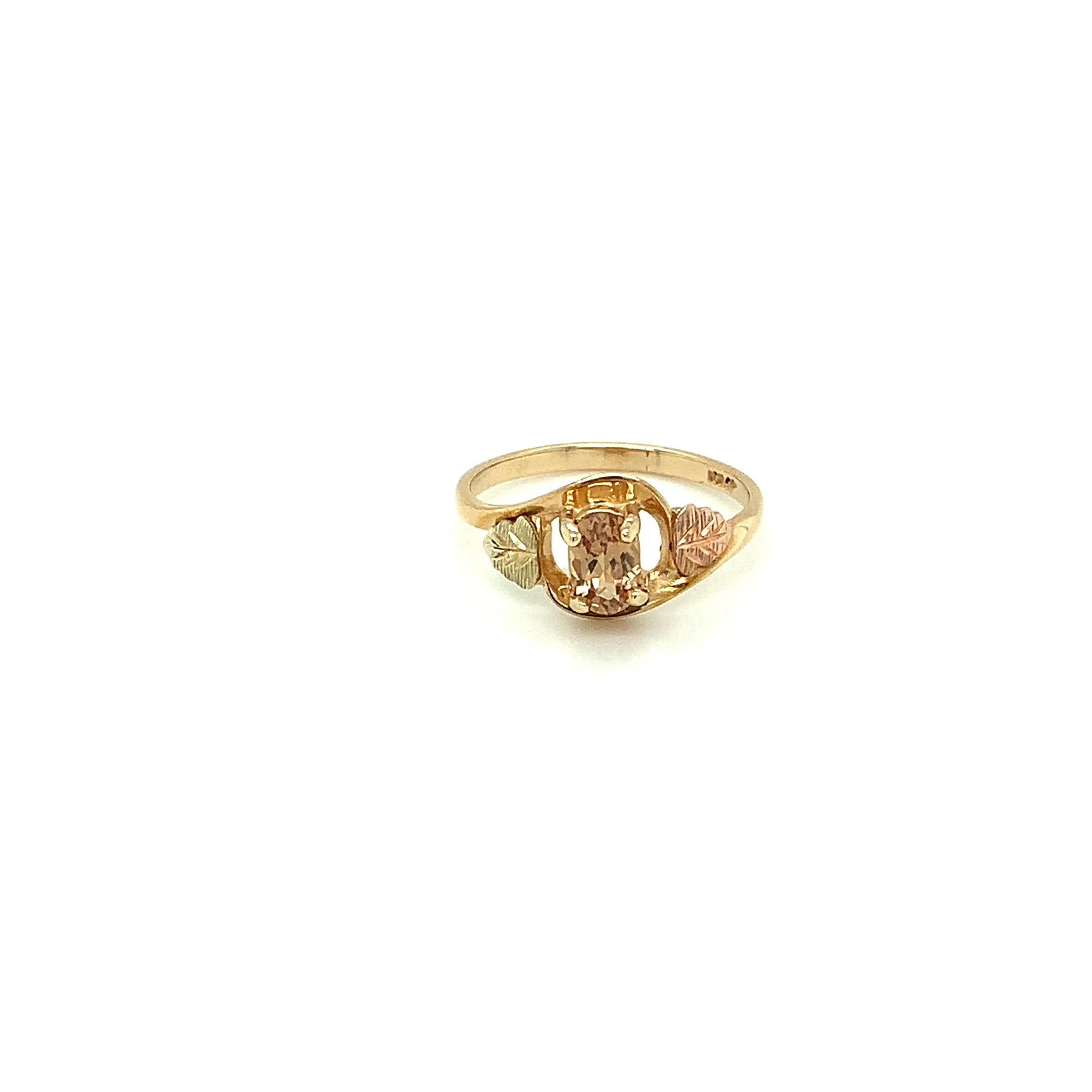 Natural Padparadscha Sapphire Ring 10K Solid Gold .61ct Black Hills Gold Ring Black Hills Dakota Ring Solitaire Ring Birthstone Ring Nature