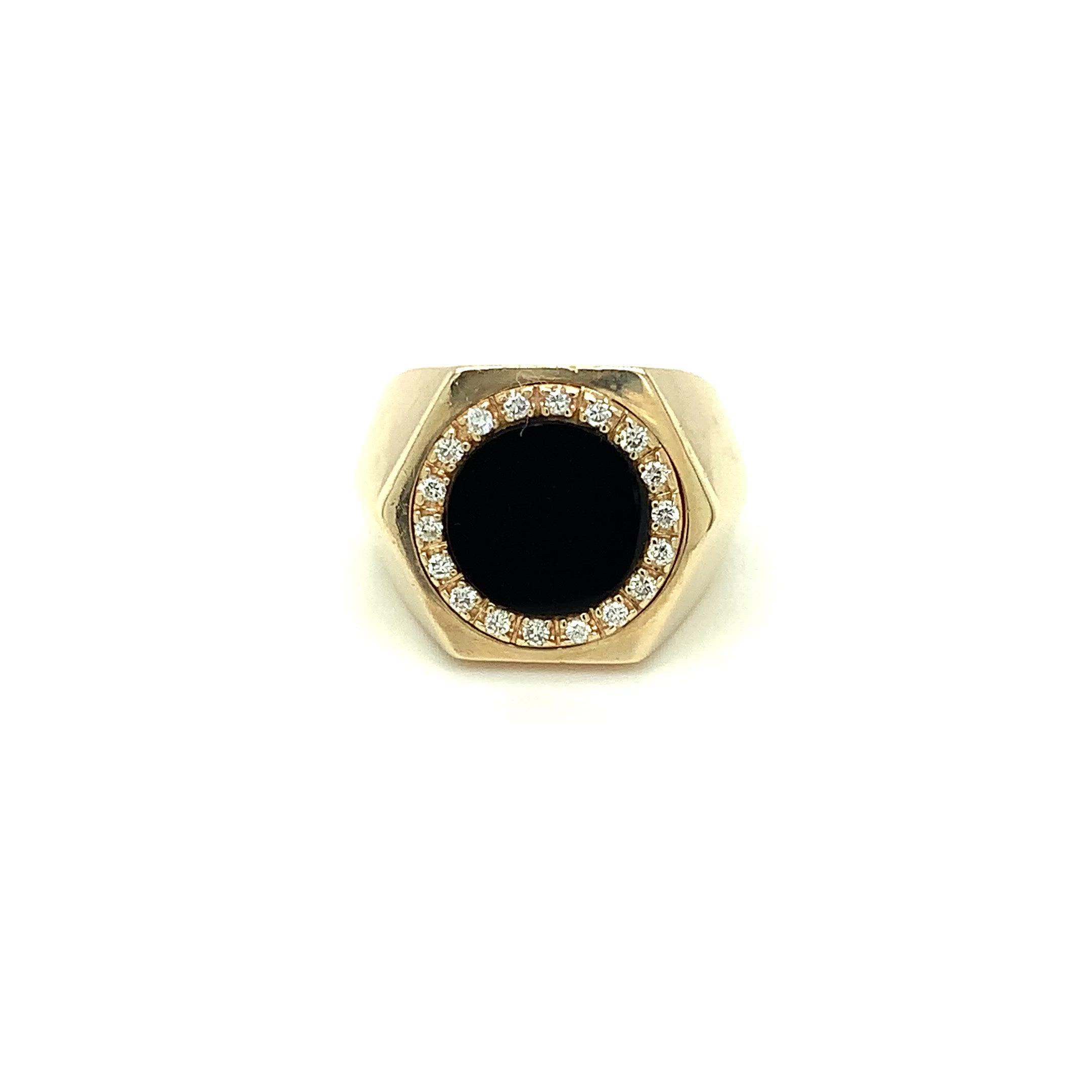 Natural Onyx & Diamond Ring 14K Solid Gold .18tcw Men's Ring Onyx Ring Statement Ring Cocktail Ring Vintage Ring Estate Ring Estate Jewelry