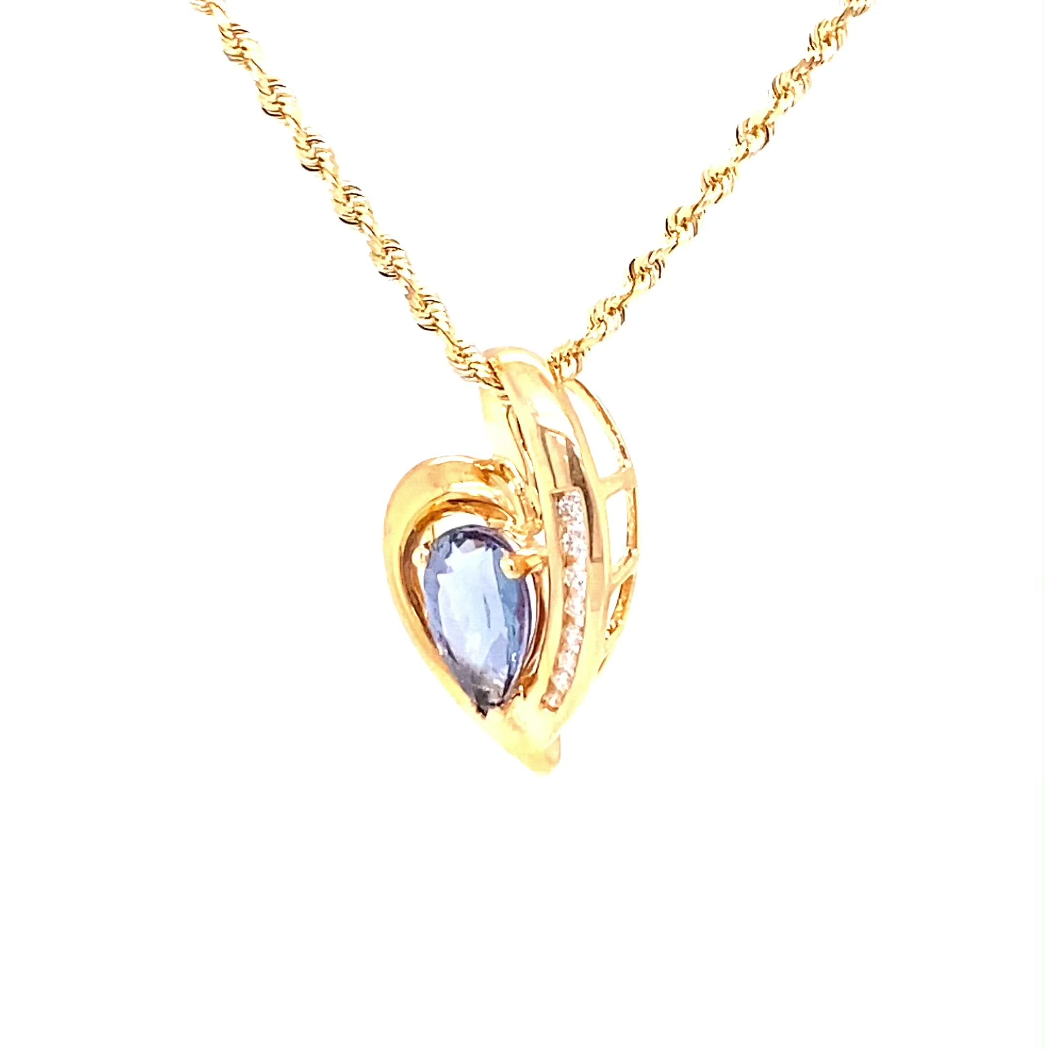 Certified Natural Tanzanite & Diamond Necklace 14K Solid Gold 2.44tcw Pendant Necklace Cocktail Necklace Birthstone Necklace Womens Necklace