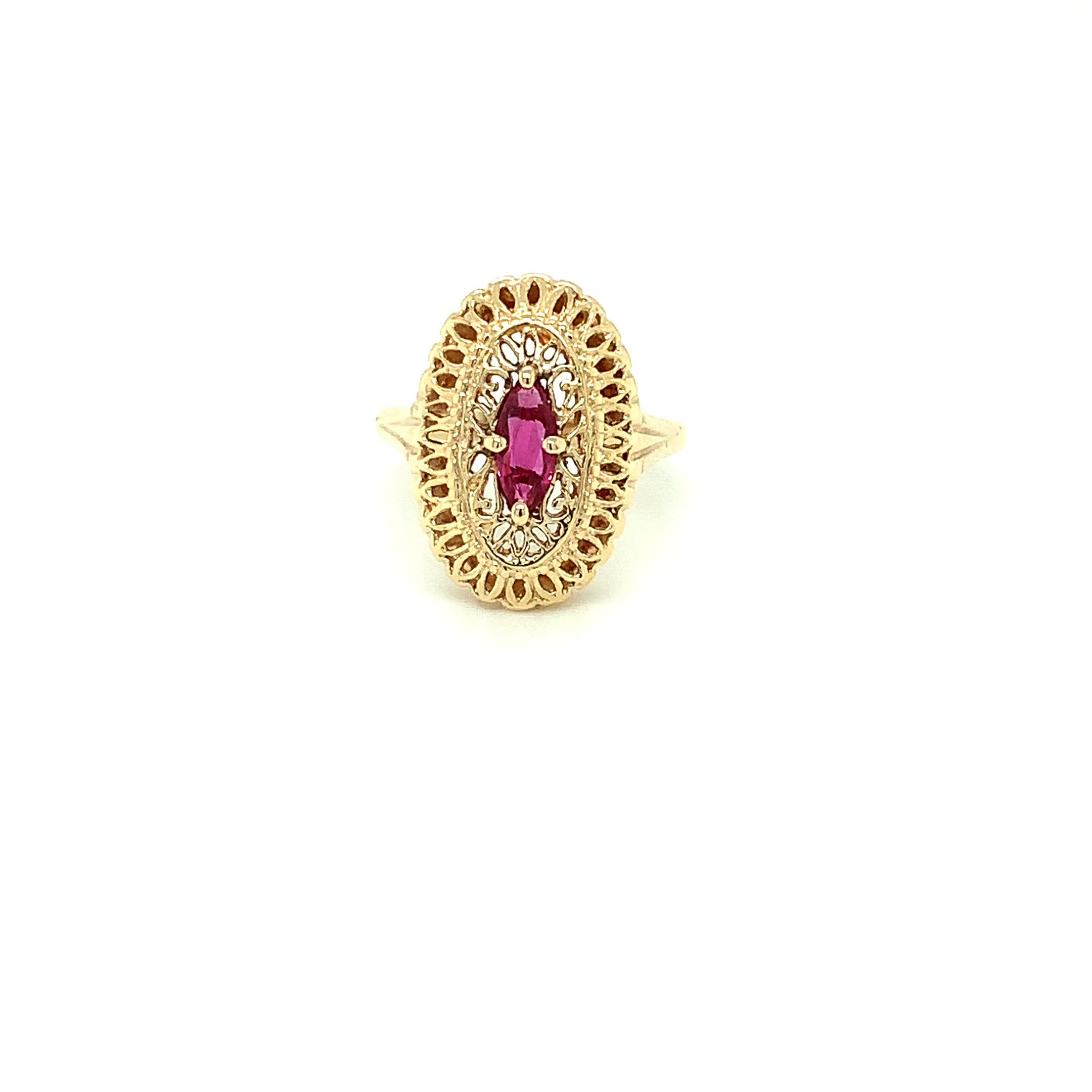 Natural Ruby Ring 14K Solid Gold .68ct Vintage Ring Gemstone Ring Solitaire Ring Marquise Ring Ladies Ring Women's Ring Fine Estate Jewelry