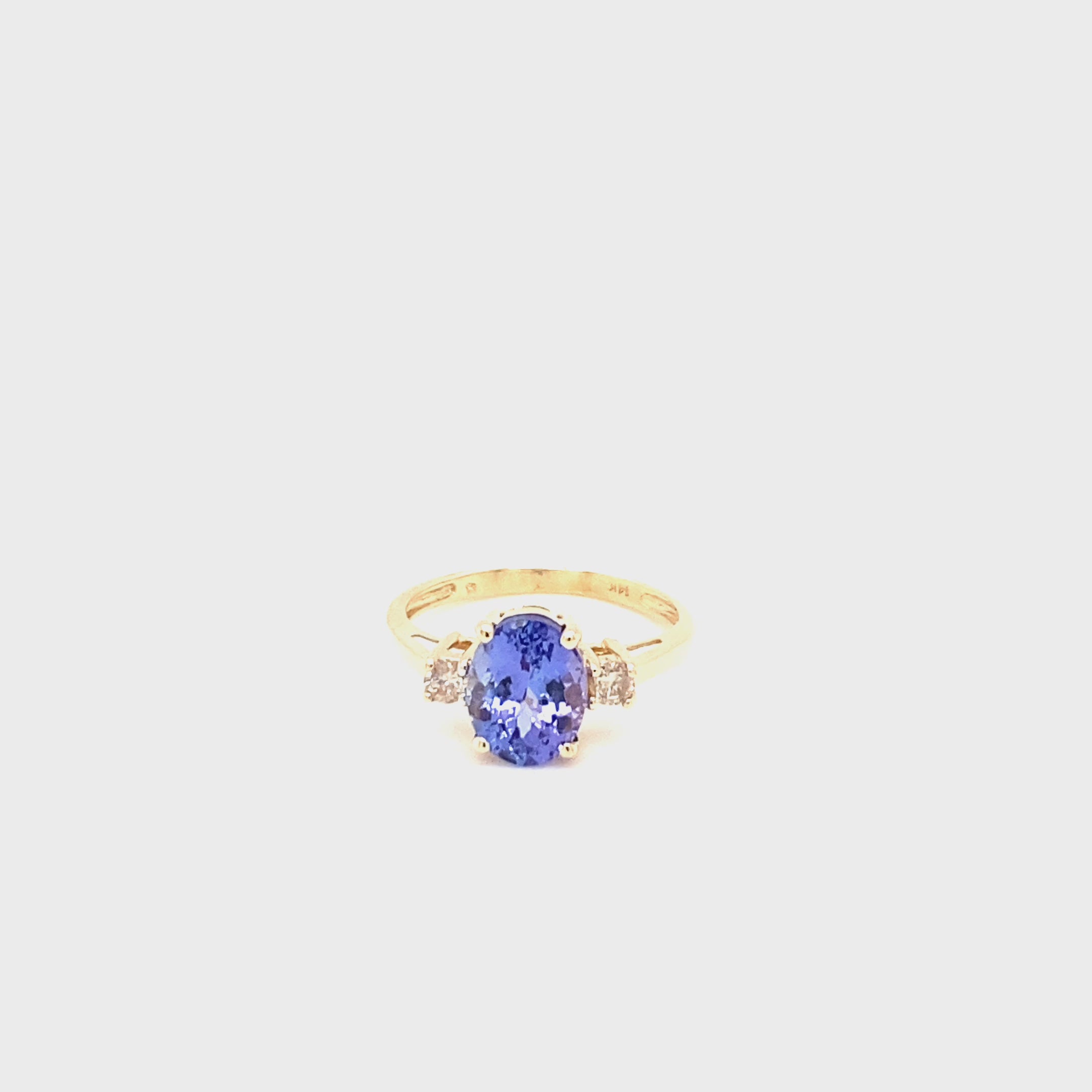 Natural Tanzanite & Diamond Ring 14K Solid Gold 2.78tcw Gemstone Ring Birthstone Ring Engagement Ring Cocktail Ring Estate Jewellery Blue