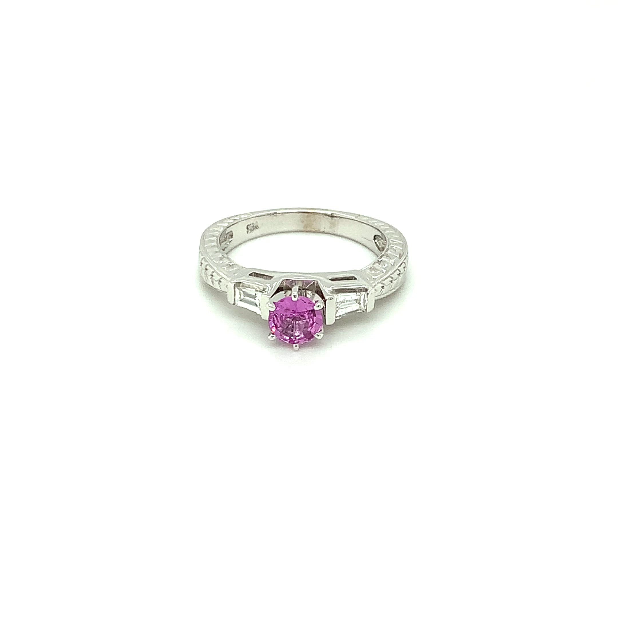 Natural Padparadscha Sapphire & Diamond Ring 14K Solid White Gold 1.30tcw Engagement Ring Pink Ring Gemstone Ring Statement Ring Birthstone