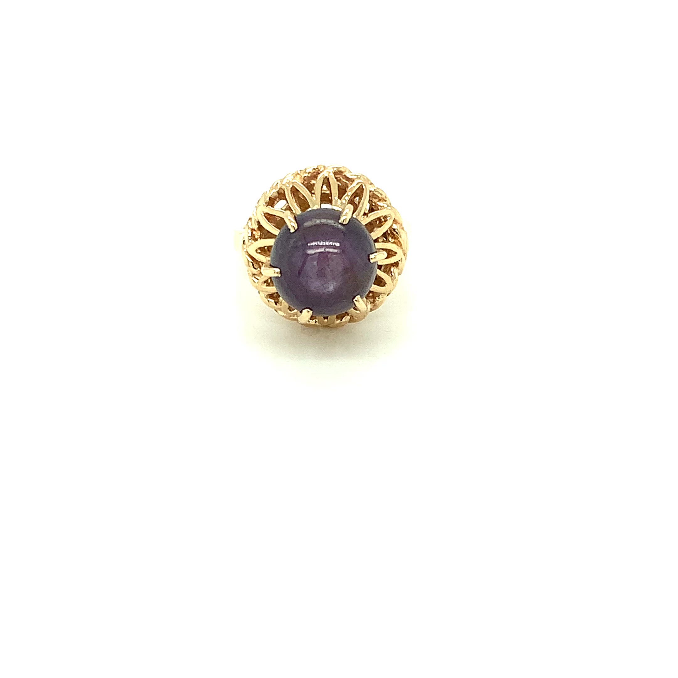Natural Star Sapphire Ring 14K Solid Gold 10.57ct Vintage Ring Solitaire Ring Art Deco Ring Gemstone Ring Purple Ring Birthstone Womens Ring
