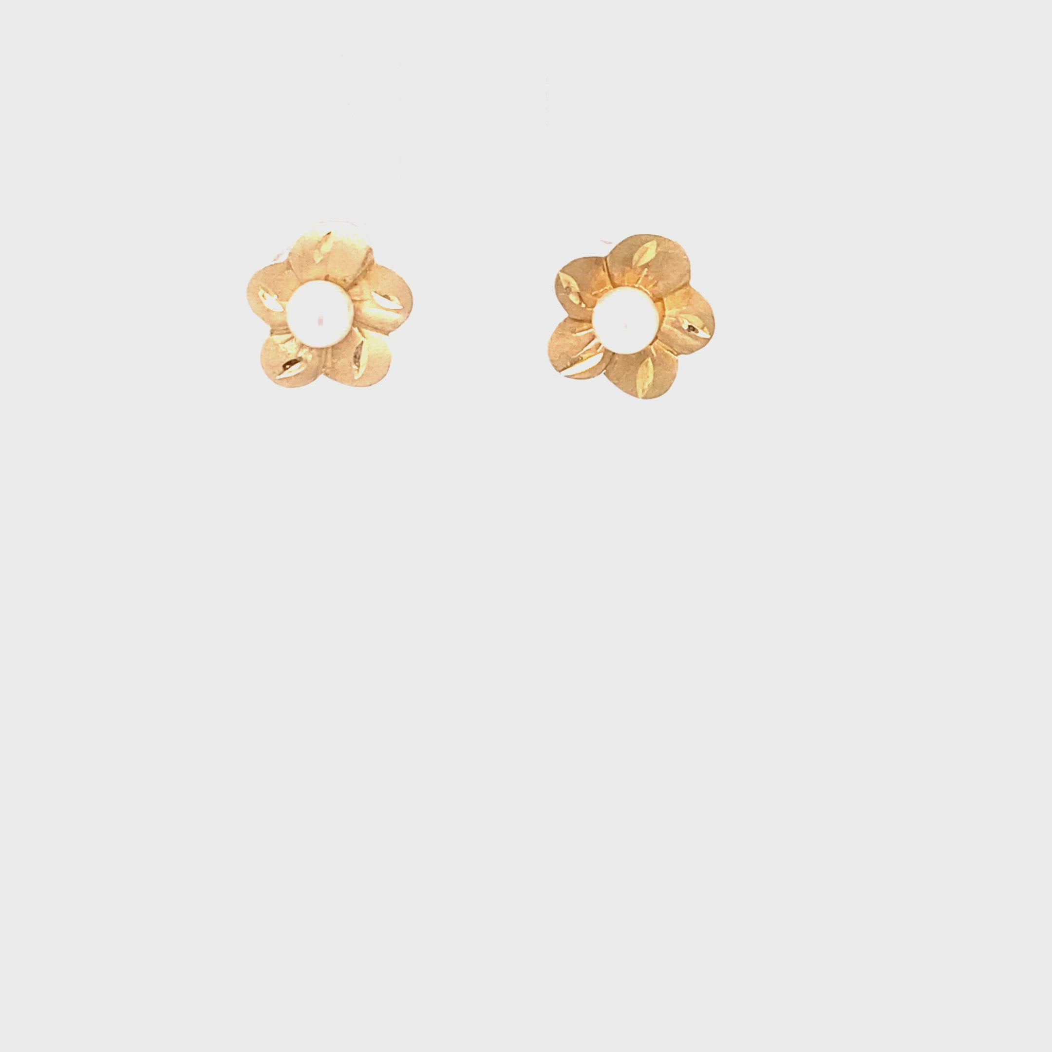 Natural Akoya Pearl Earrings 14K Solid Gold Earrings Stud Earrings Flower Earrings Solitaire Earrings Birthstone Earrings Vintage Earrings