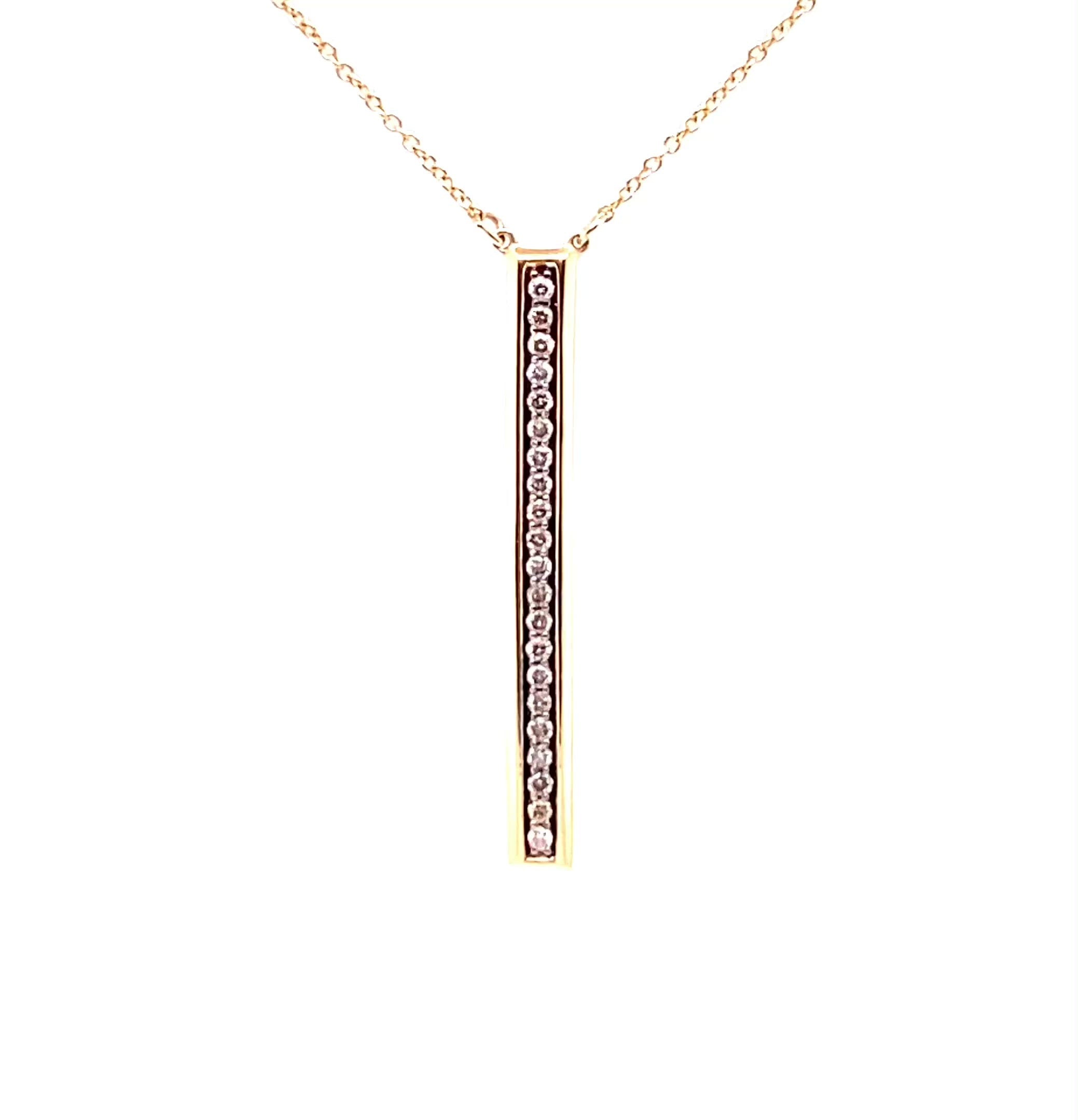 LeVian Natural Chocolate Diamond Necklace 14K Solid Gold .33tcw Bar Pendant Designer Necklace Fine Jewelry Women's Necklace Estate Jewelry