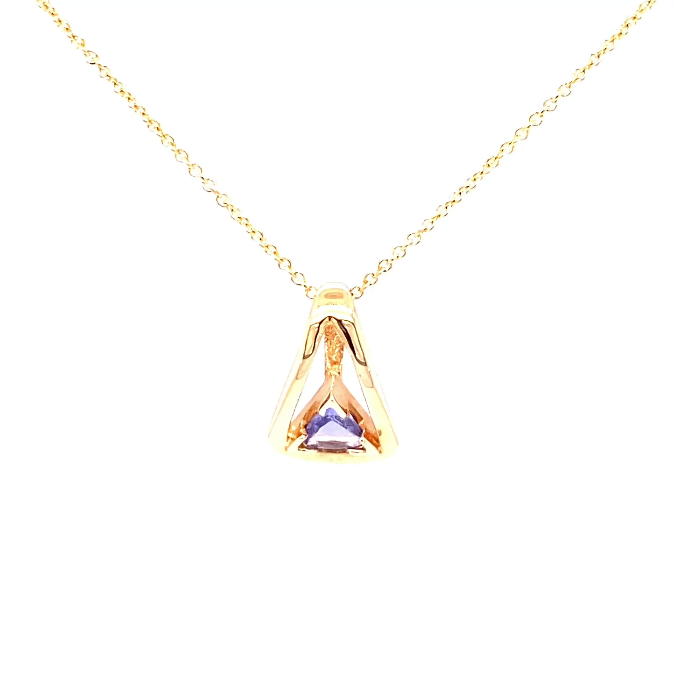 Natural D'Block Tanzanite Necklace 14K Solid Gold .33ct Pendant Necklace Gemstone Necklace Statement Necklace Womens Necklace Estate Jewelry