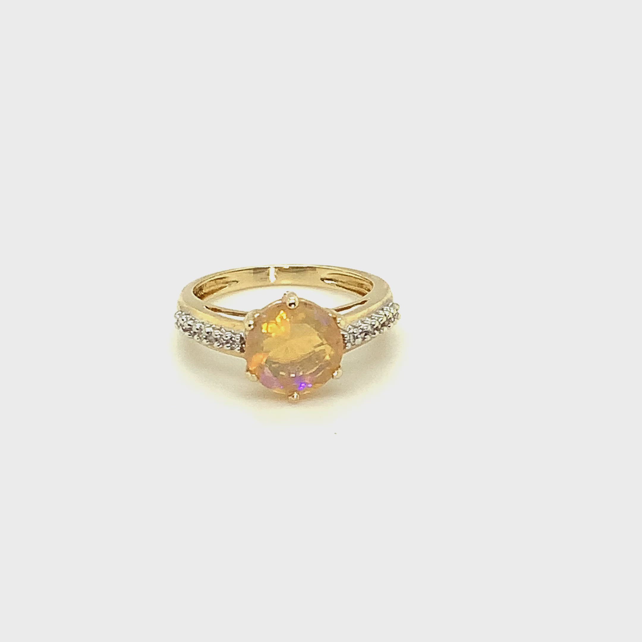 Natural Jelly Opal & Diamond Ring 14K Solid Gold 1.28tcw Gemstone Ring Women's Ring Birthstone Ring Engagement Ring Fine Jewelry Jewellery