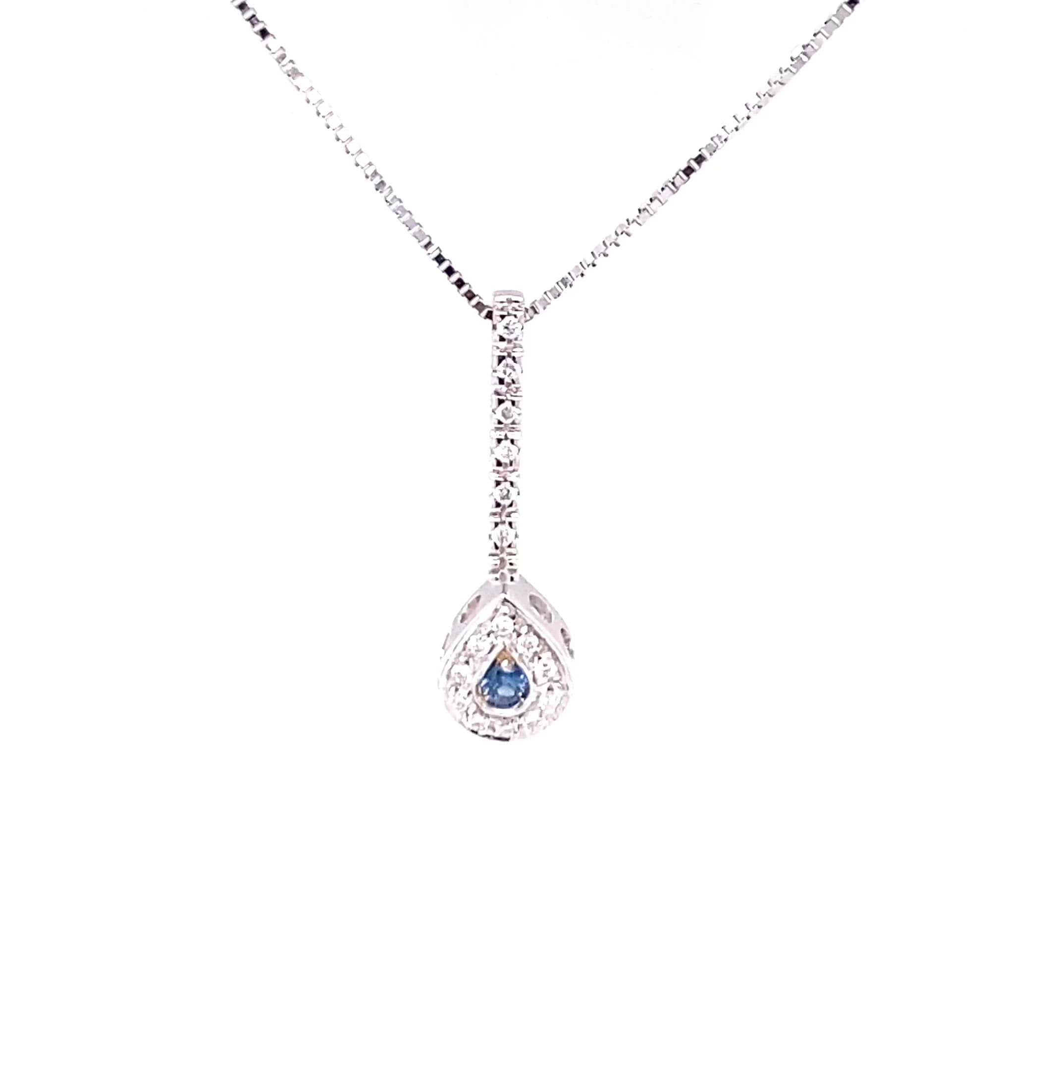 Natural Ceylon Sapphire & Diamond Necklace 18K Solid White Gold .27tcw Sapphire Pendant Ceylon Necklace Birthstone Necklace Women's Necklace