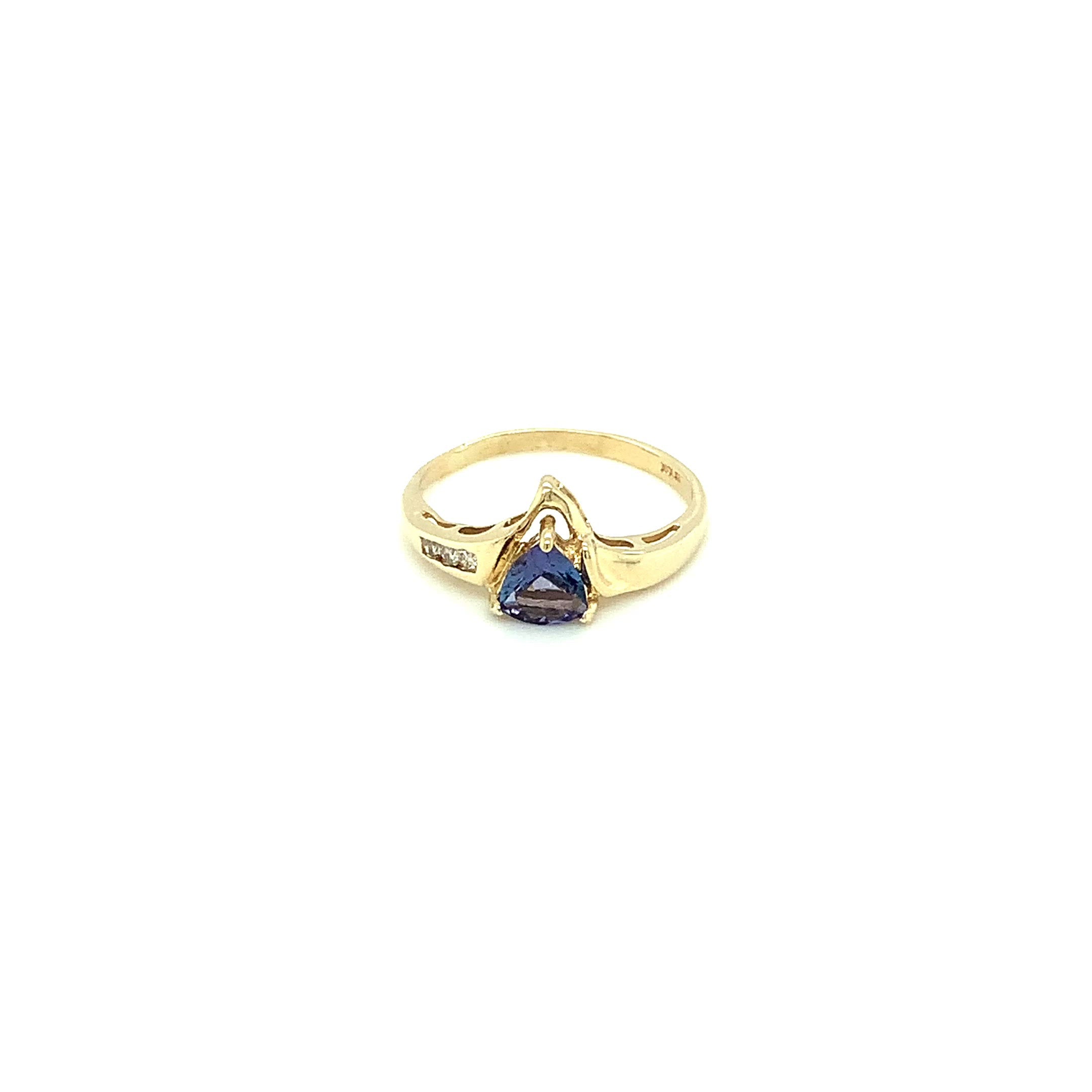 Natural Tanzanite & Diamond Ring 10K Solid Gold .52tcw Tanzanite Ring Vintage Ring December Birthstone Ring Fine Jewelry Ladies Ring Estate
