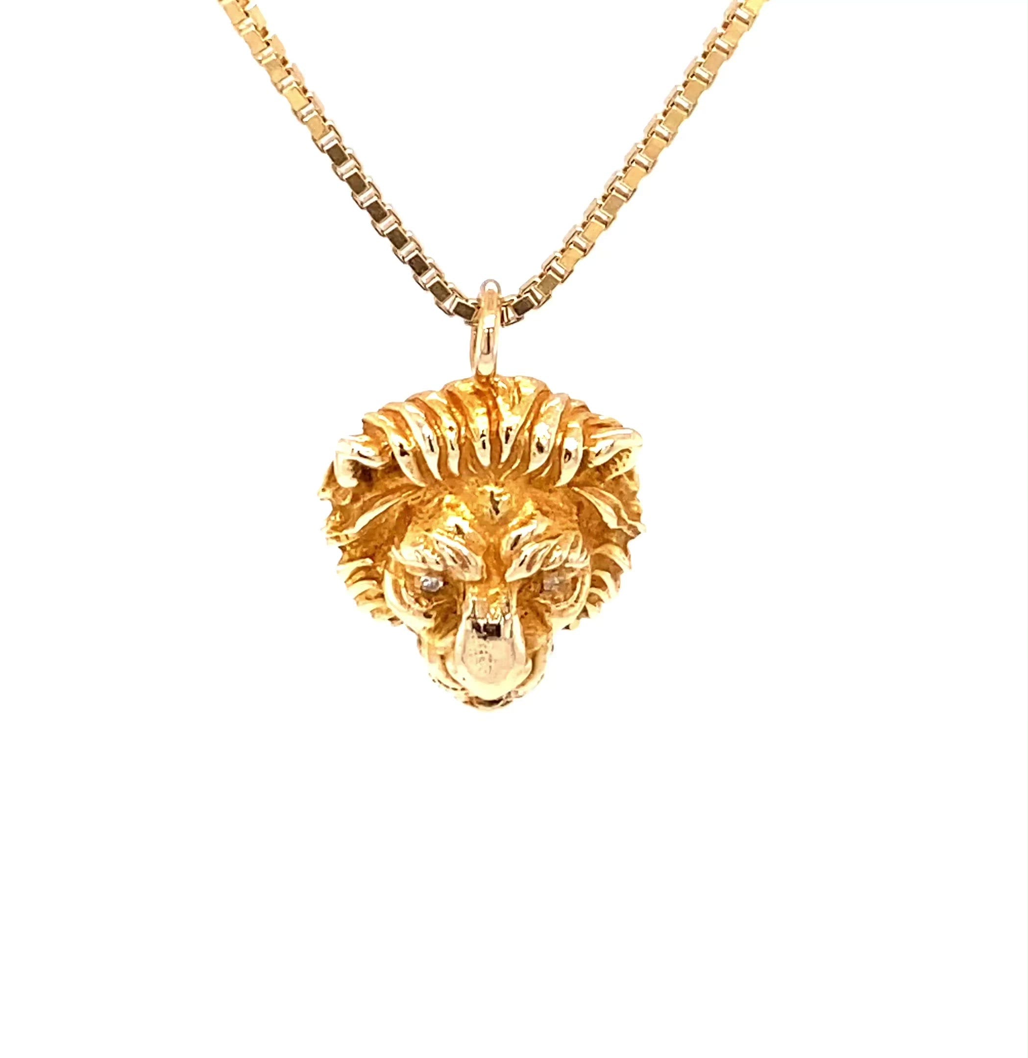 Natural Diamond & Ruby Necklace 14K Solid Gold .05tcw Lion Necklace Gemstone Necklace Statement Necklace Pendant Necklace Birthstone Pendant