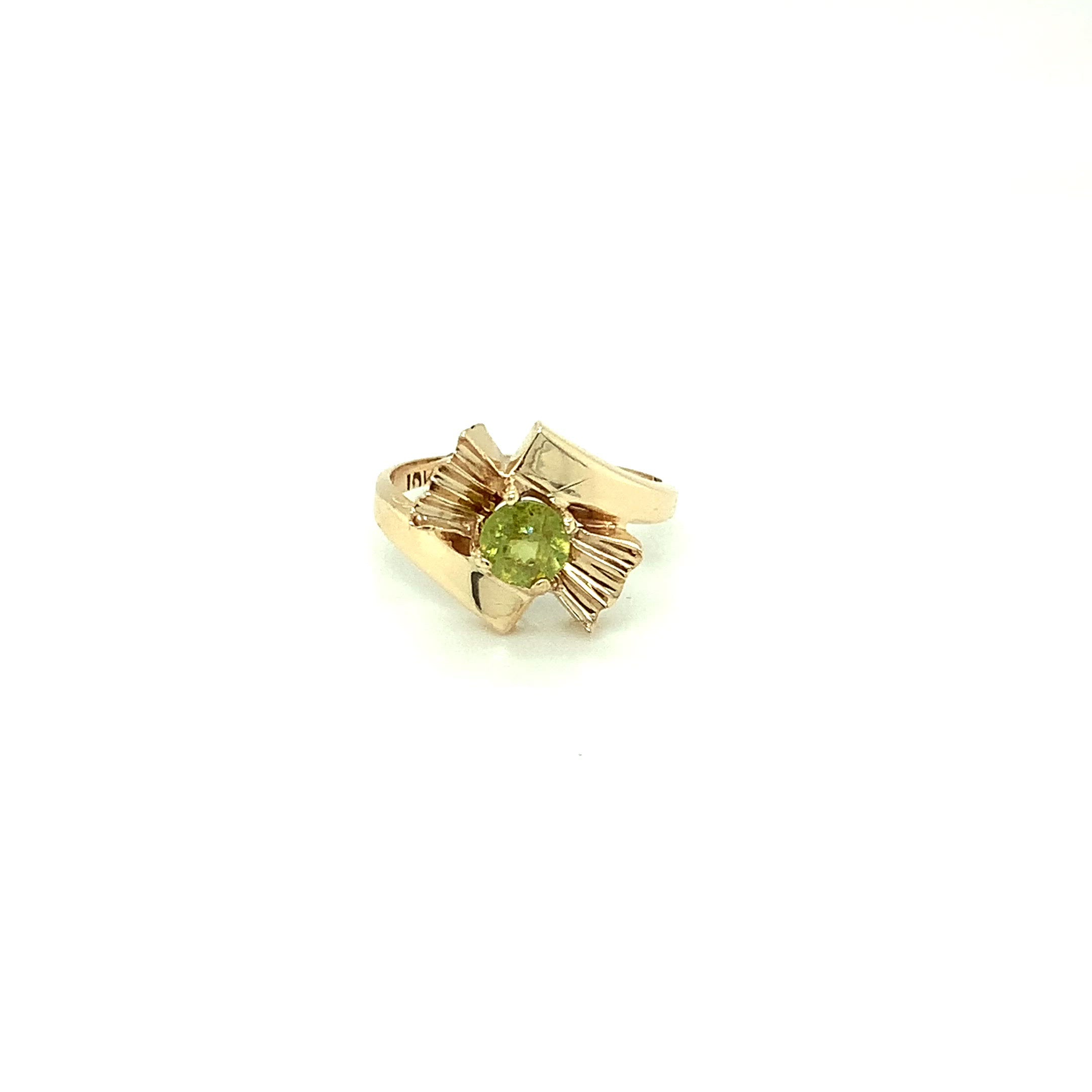 Natural Sphene Ring 10K Solid Gold Ring .60ct Gemstone Ring Titanite Ring Solitaire Ring Yellow Ring Green Ring Bow Ring Womens Ring Jewelry