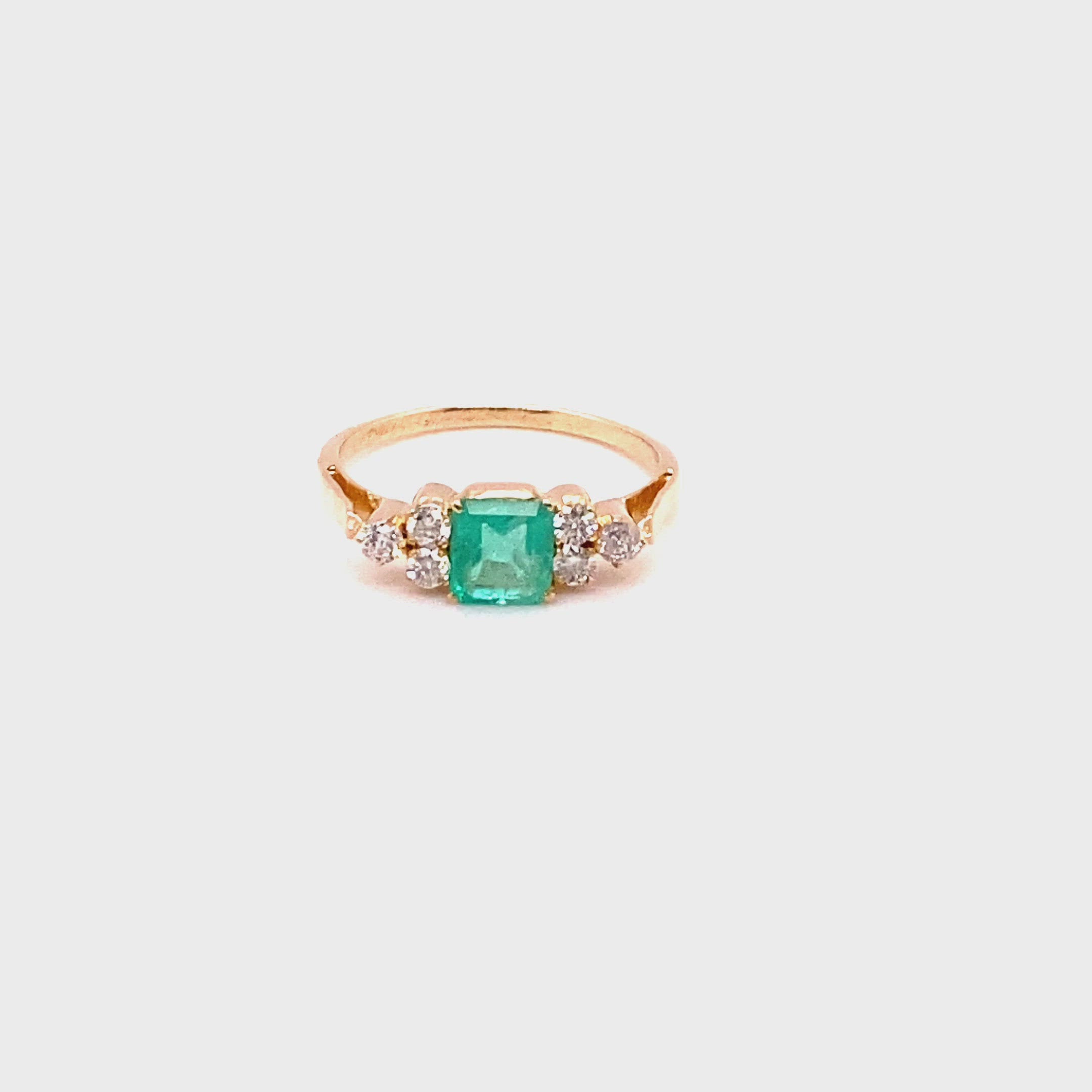 Natural Colombian Emerald & Diamond Ring 18K Solid Gold 1.18tcw Emerald Ring Birthstone Ring Green Ring Statement Ring Cocktail Ring Estate