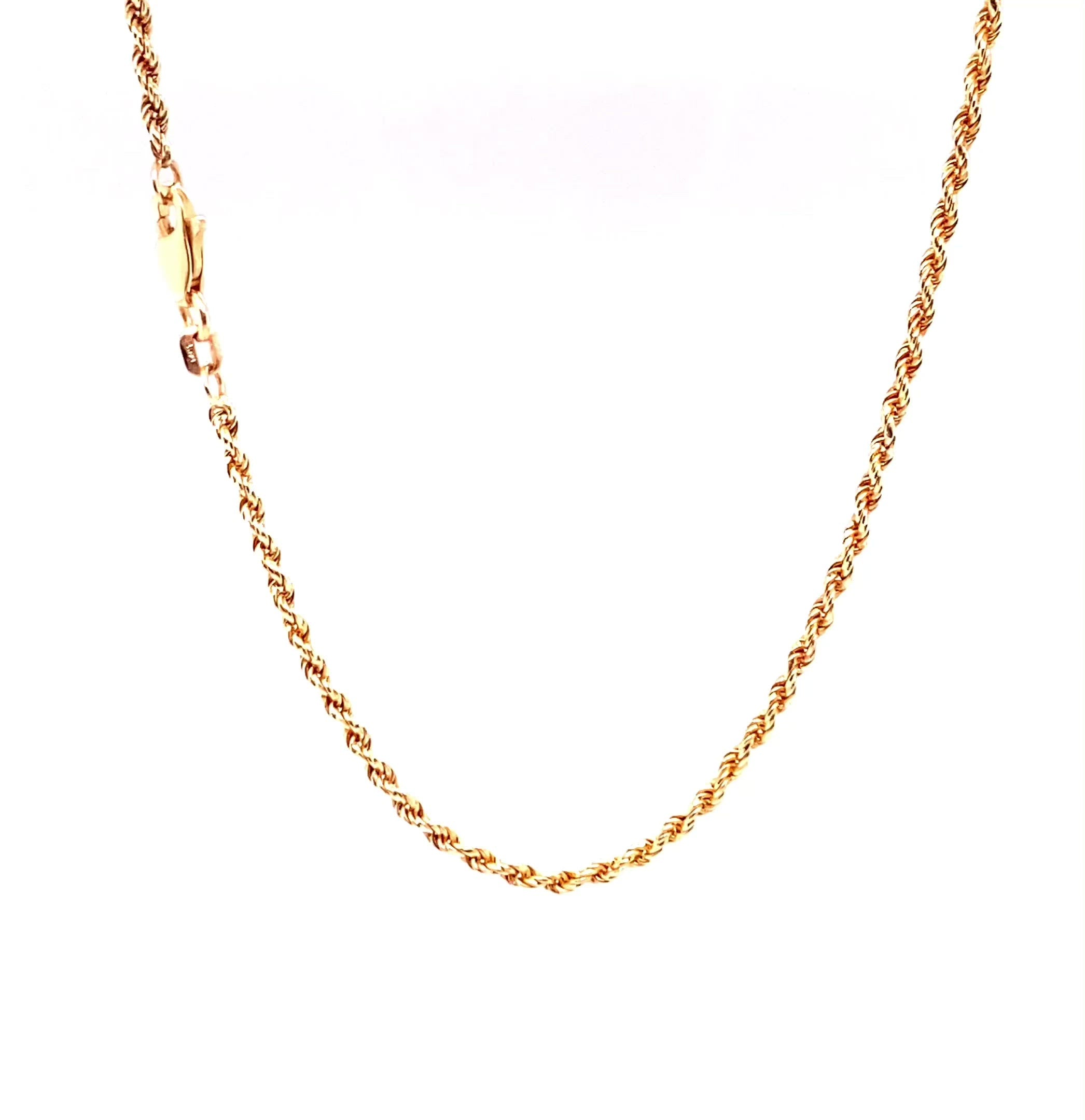 14K Solid Gold Twist Rope Chain Necklace 17.5" 2mm 7.6g Rope Chain Fine Jewelry Estate Necklace Fine Jewellery Gold Chain Gold Rope Necklace