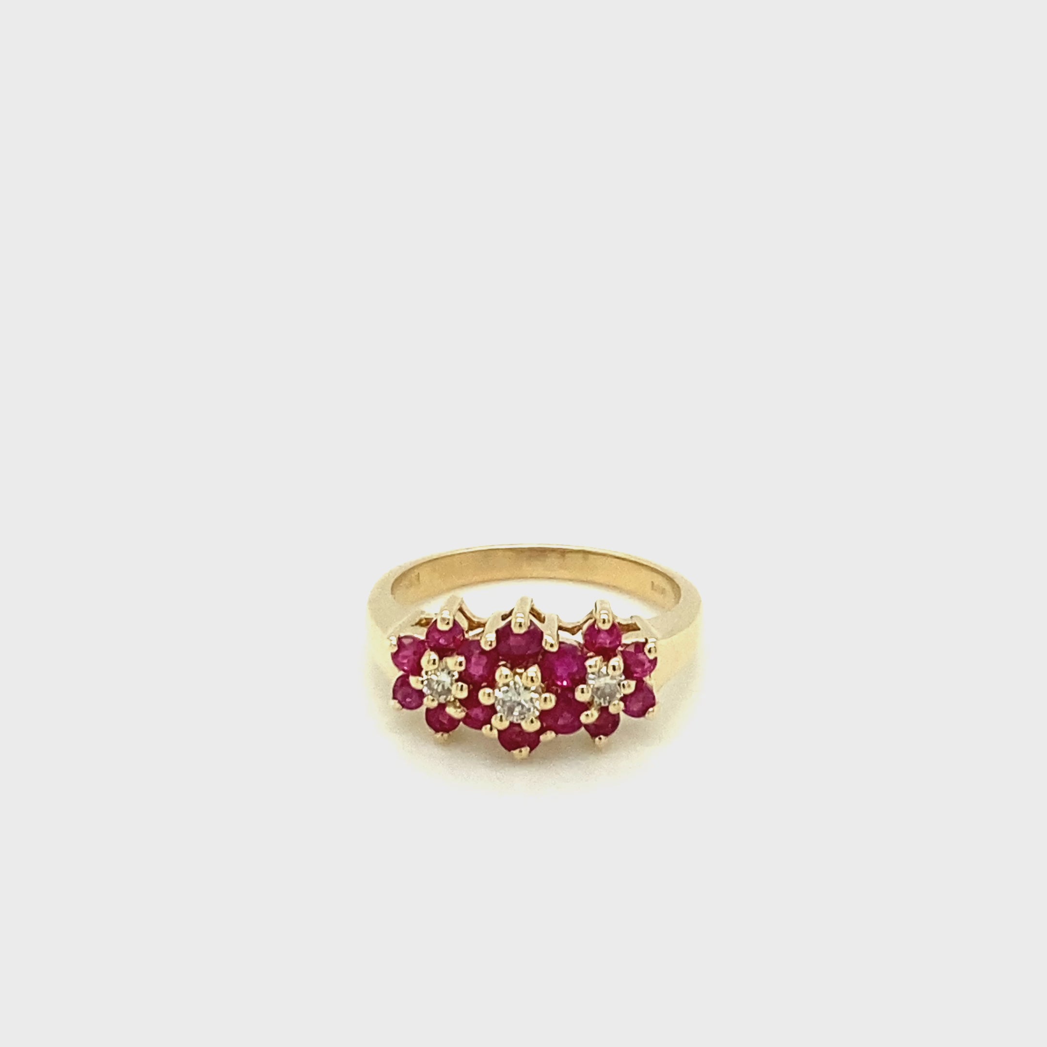 Natural Ruby & Diamond Ring 14K Solid Gold .79tcw Gemstone Ring Ruby Ring Band Ring Flower Ring Birthstone Ring Vintage Ring Estate Jewelry