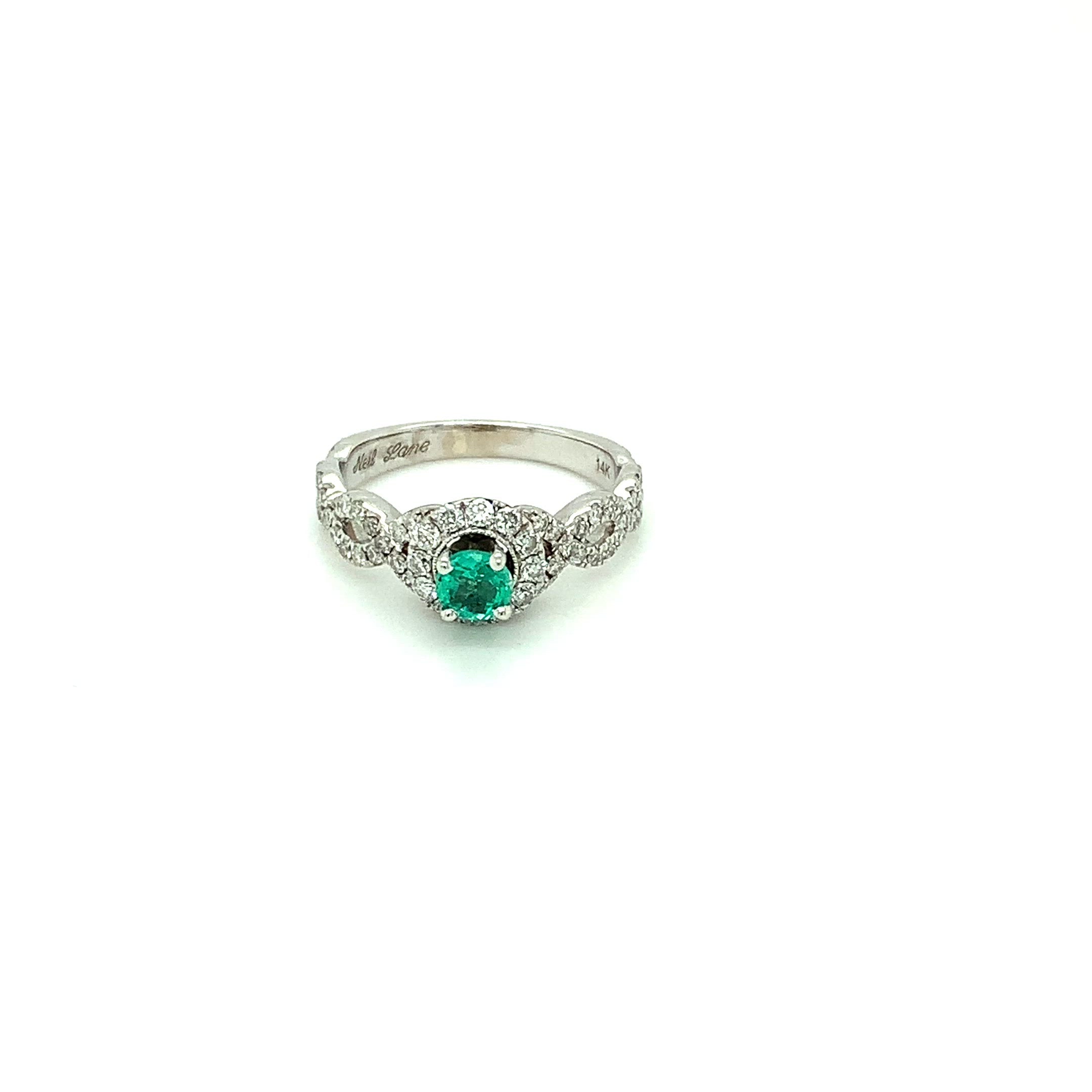 Neil Lane Natural Colombian Emerald & Diamond Ring 14K Solid White Gold .95tcw Engagement Ring Bridal Jewelry Designer Ring Wedding Ring