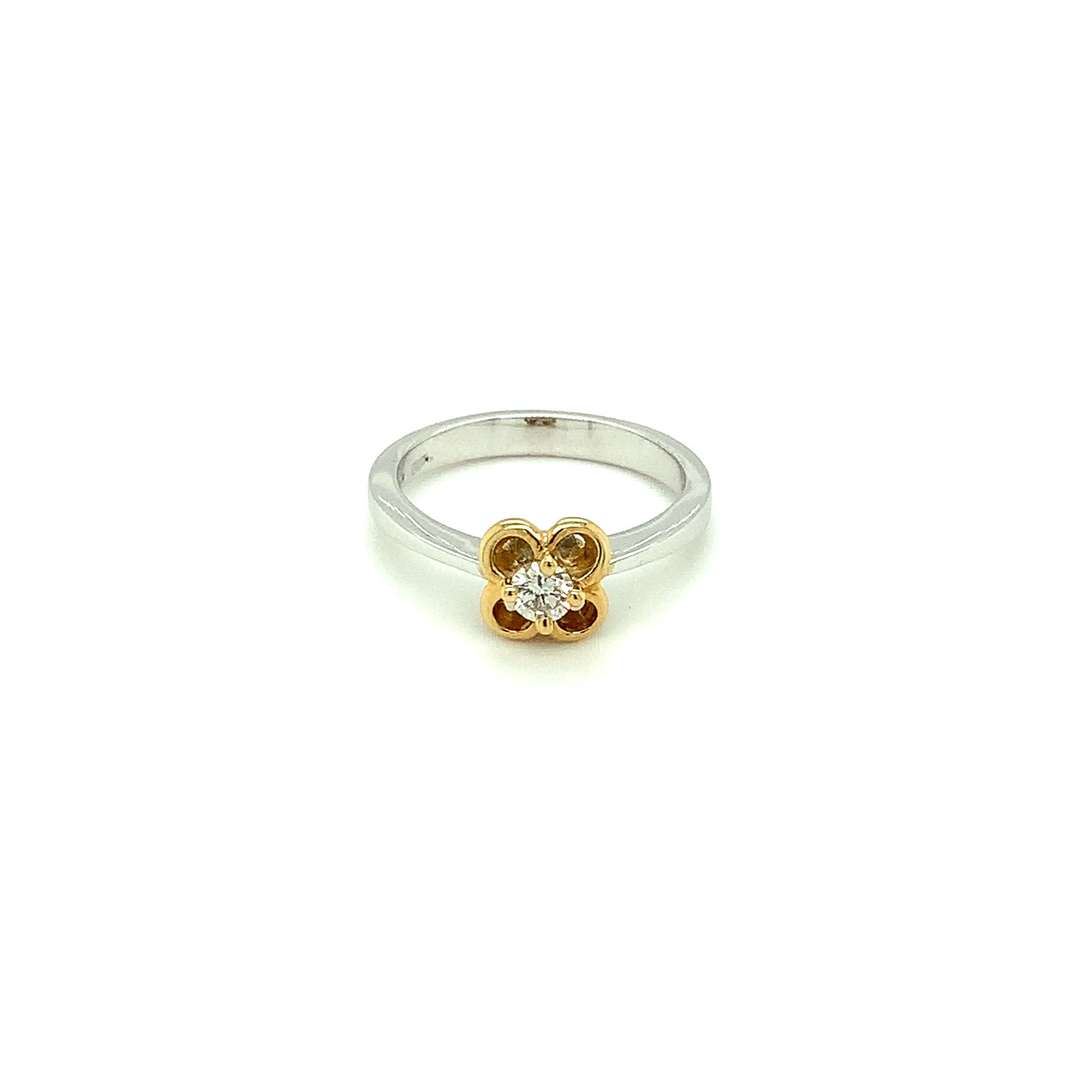 Natural Diamond Ring 18K Solid Gold .27ct Solitaire Ring Engagement Ring Flower Ring Promise Ring Wedding Ring Ladies Ring Fine Women's Ring