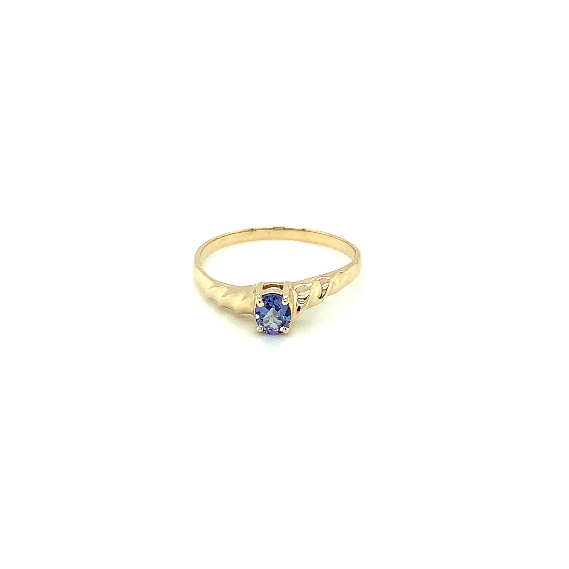 Natural Tanzanite Ring 10K Solid Gold .35ct Solitaire Ring Statement Ring Gemstone Ring Stackable Ring Engagement Ring December Birthstone