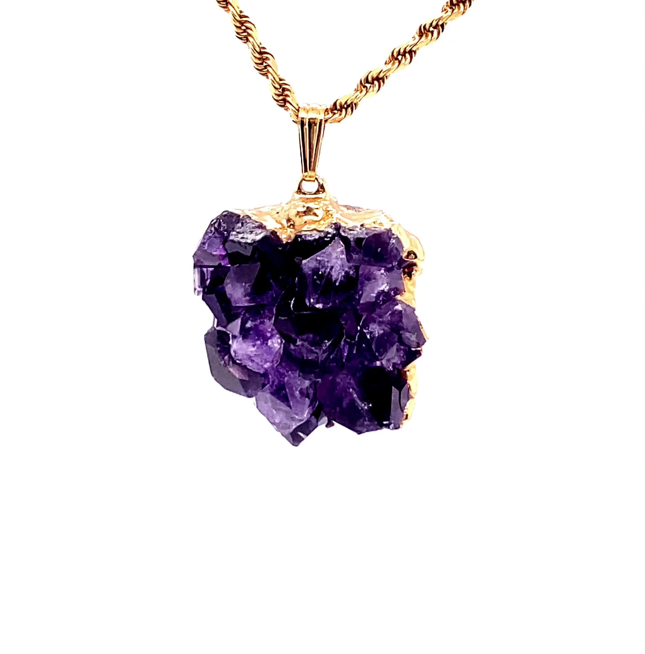 Amethyst Point Necklace, Purple Crystal Pendant, Gold Chain — CindyLouWho2