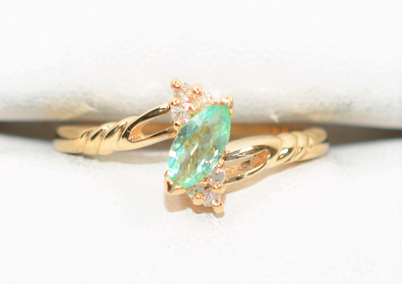 Natural Paraiba Tourmaline & Diamond Ring 14K Solid Gold .37tcw Birthstone Gemstone Jewelry Fine Jewellery Women’s Ring