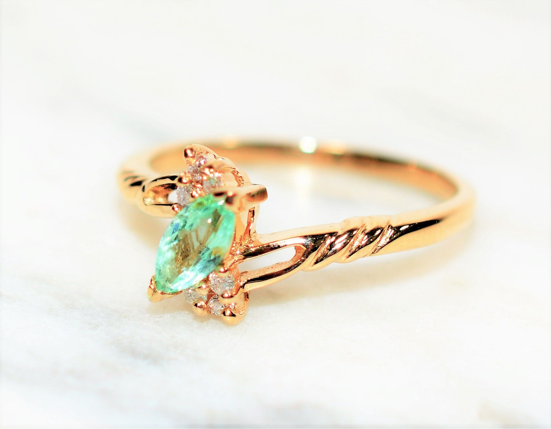 Natural Paraiba Tourmaline & Diamond Ring 14K Solid Gold .50tcw Birthstone Gemstone Jewelry Fine Jewellery Women’s Ring