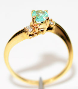 Natural Paraiba Tourmaline & Diamond Ring 14K Solid Gold .38tcw Women's Ring Statement Ring Birthstone Ring Ladies Ring Promise Ring Jewelry