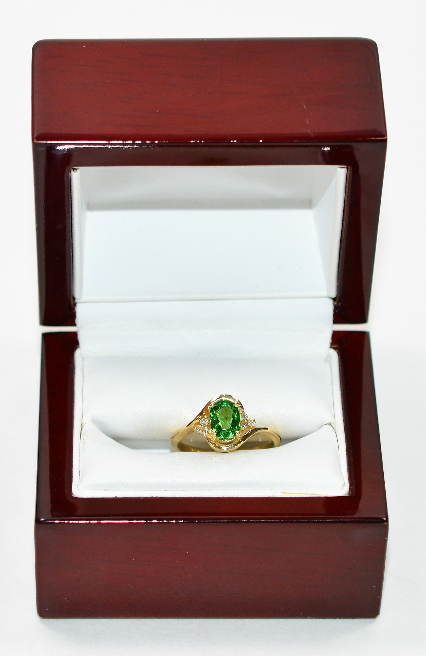Natural Tsavorite Garnet & Diamond Ring 14K Solid Gold 1.16tcw Gemstone Ring Green Ring Garnet Ring January Birthstone Ring Estate Jewelry