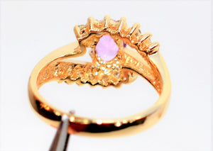 Natural Padparadscha Sapphire & Diamond Ring 14K Solid Gold 1.25tcw Gemstone Ring Women's Ring Fine Jewelry Statement Ring Cluster Ring