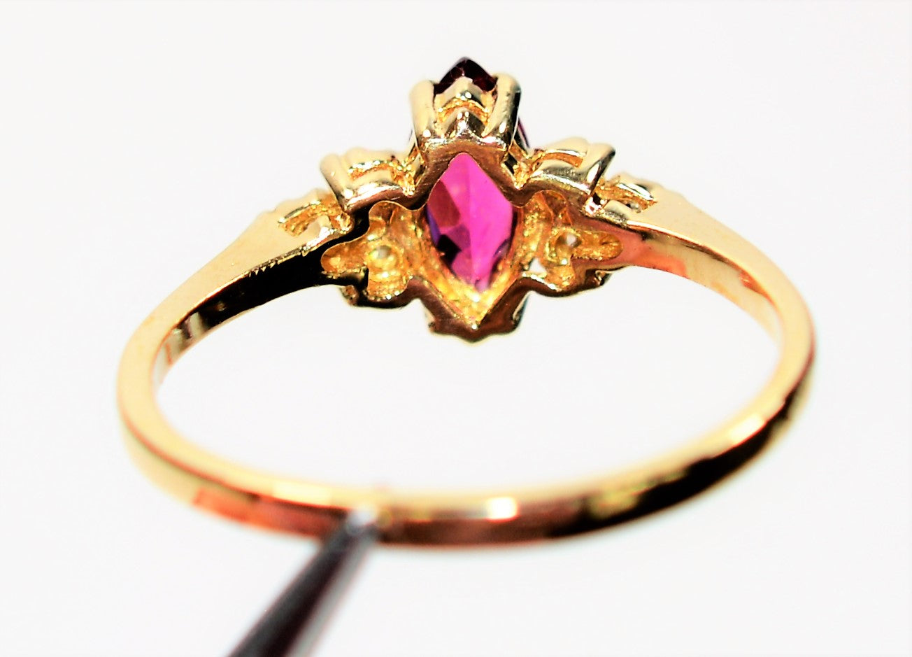 Natural Ruby & Diamond Ring 14K Solid Gold .69tcw Ruby Ring Marquise Ring Gemstone Ring July Birthstone Engagement Ring Women's Ring Estate