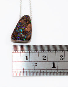 Natural Australian Boulder Opal Necklace 14K Solid White Gold 12.87ct Pendant Necklace October Birthstone Necklace Statement Womens Necklace