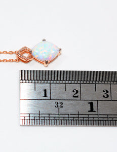 Ethiopian Opal & Diamond 1.11tcw 10kt Rose Gold Pave Pendant Women's Necklace