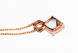 Ethiopian Opal & Diamond 1.11tcw 10kt Rose Gold Pave Pendant Women's Necklace