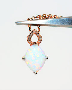 Ethiopian Opal & Diamond 1.11tcw 10kt Rose Gold Pave Pendant Women's Necklace