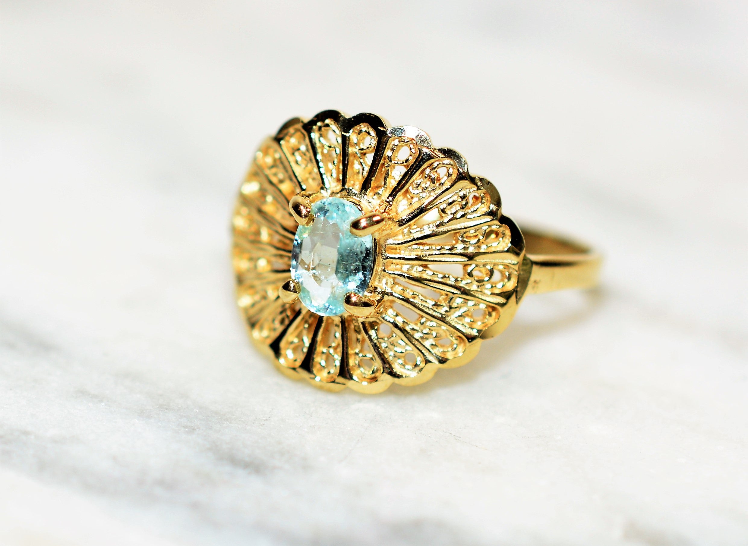 Natural Paraiba Tourmaline Ring 10K Solid Gold .38ct Solitaire Gemstone Saucer Ring Ballerina Ring Women's Ring Birthstone Jewelry Jewellery