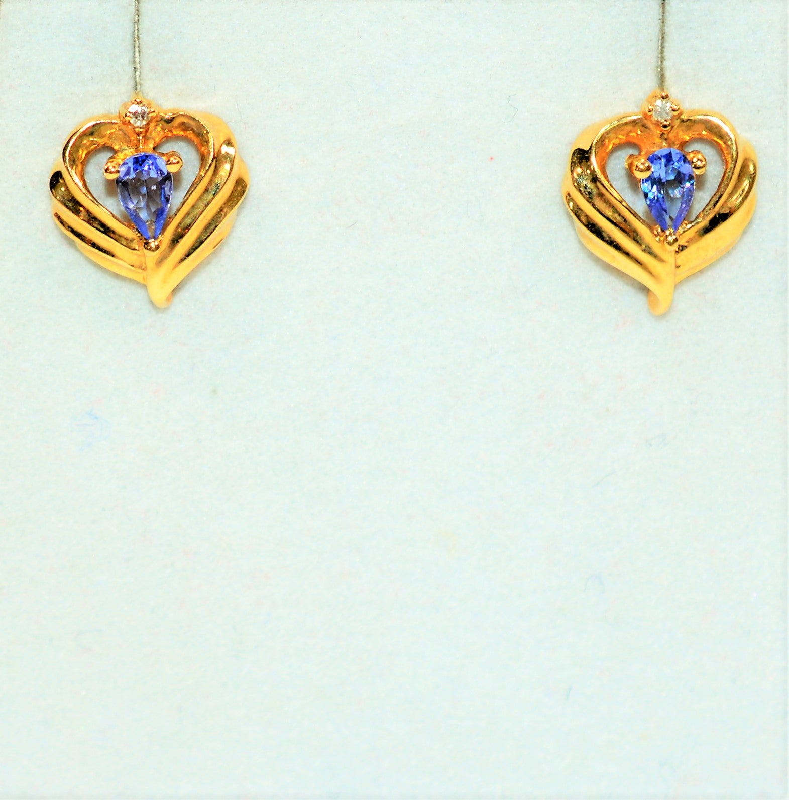 Natural Tanzanite & Diamond Earrings 10K Solid Gold .56tcw Tanzanite Earrings Stud Earrings Statement Earrings Birthstone Women's Earrings