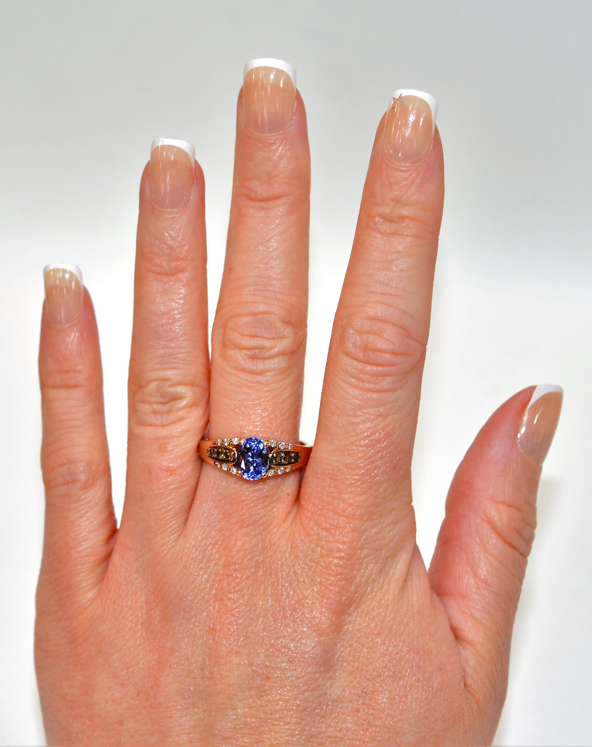 LeVian Natural D'Block Tanzanite & Chocolate Diamond Ring 14K Solid Rose Gold 2.12tcw Tanzanite Ring Limited Edition LeVian Ring Statement Ring
