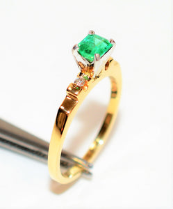 Natural Colombian Emerald & Diamond Wedding Ring Set 14K Solid Gold .63tcw Bridal Jewelry Engagement Ring Wedding Band Promise Ring Jewelry