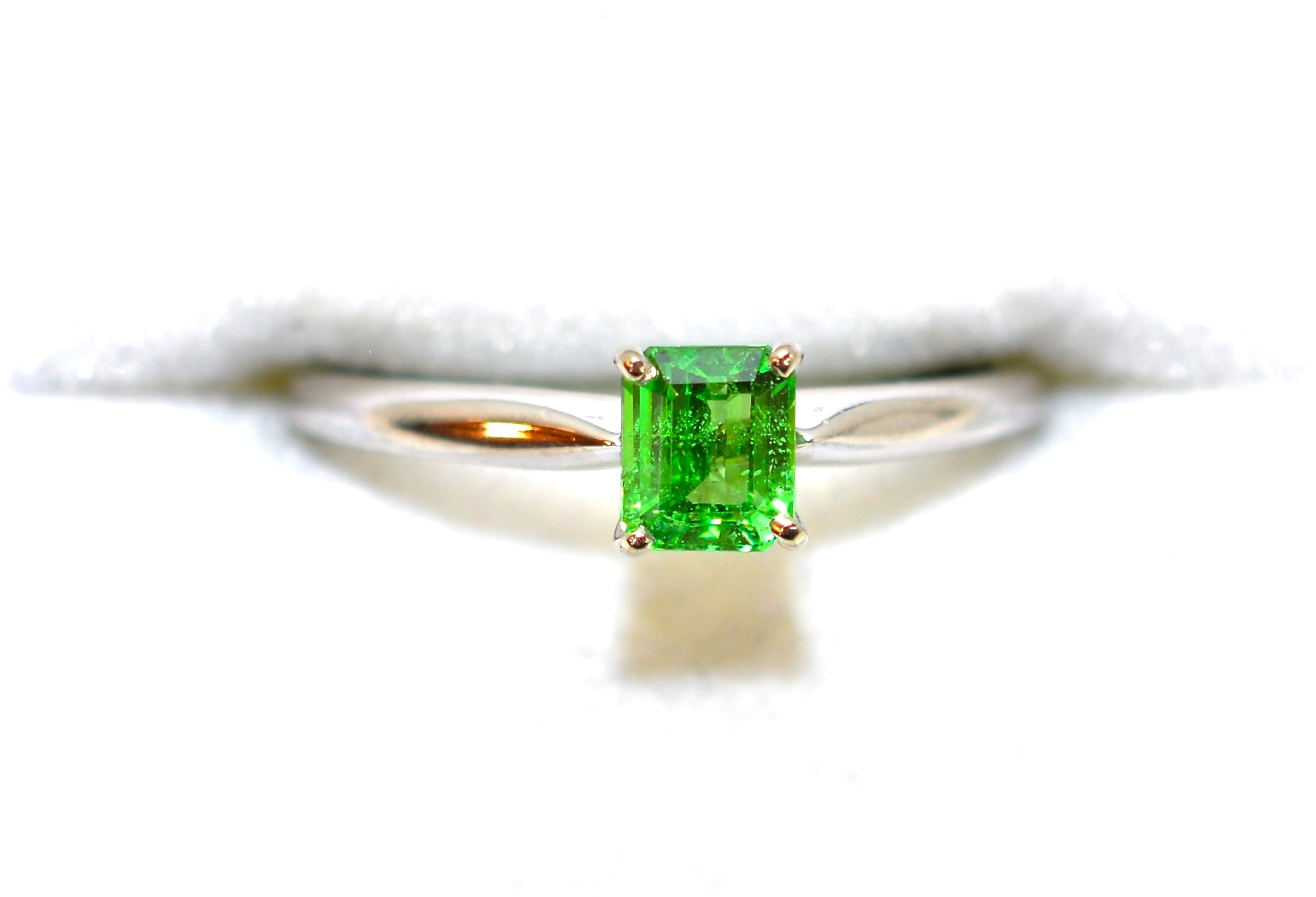 Natural Tsavorite Garnet Ring 18K Solid White .78ct Gold Women's Ring Solitaire Ring Engagement Ring Bridal Jewelry Birthstone Ring Jewellery