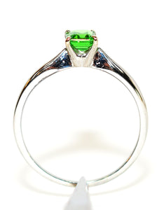 Natural Tsavorite Garnet Ring 18K Solid White .78ct Gold Women's Ring Solitaire Ring Engagement Ring Bridal Jewelry Birthstone Ring Jewellery