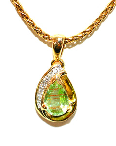 Natural Paraiba Tourmaline & Diamond Necklace 14K Solid Gold .72tcw Tourmaline Pendant Necklace Fine Jewelry Vintage Jewelry Fine Jewellery
