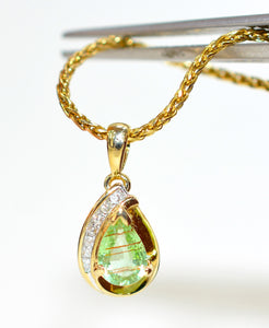 Natural Paraiba Tourmaline & Diamond Necklace 14K Solid Gold .74tcw Tourmaline Pendant Necklace Fine Jewelry Vintage Jewelry Fine Jewellery