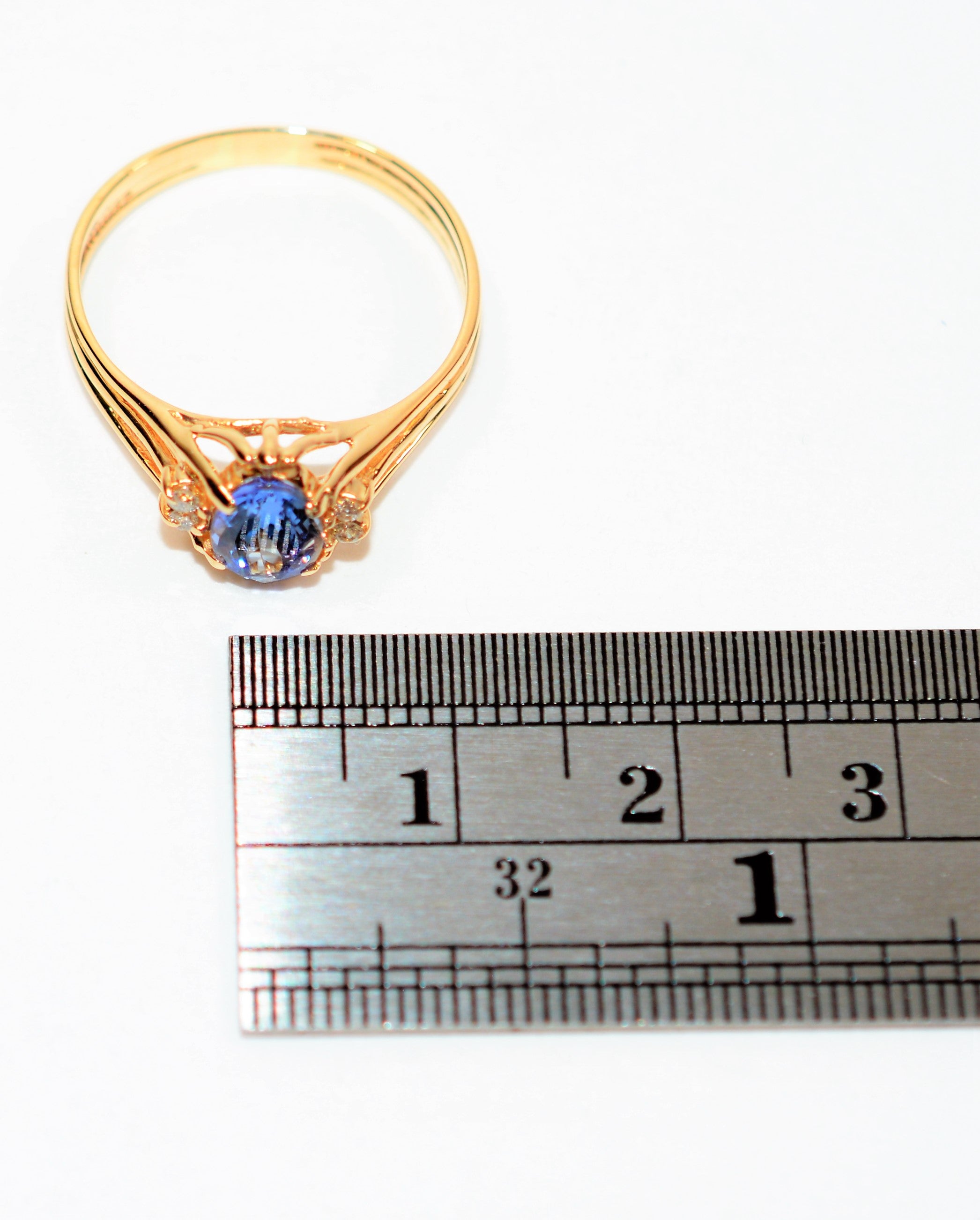 Natural Tanzanite & Diamond Ring 14K Solid Gold .84tcw Gemstone Ring Statement Ring Ladies Ring Women's Ring December Birthstone Ring Estate