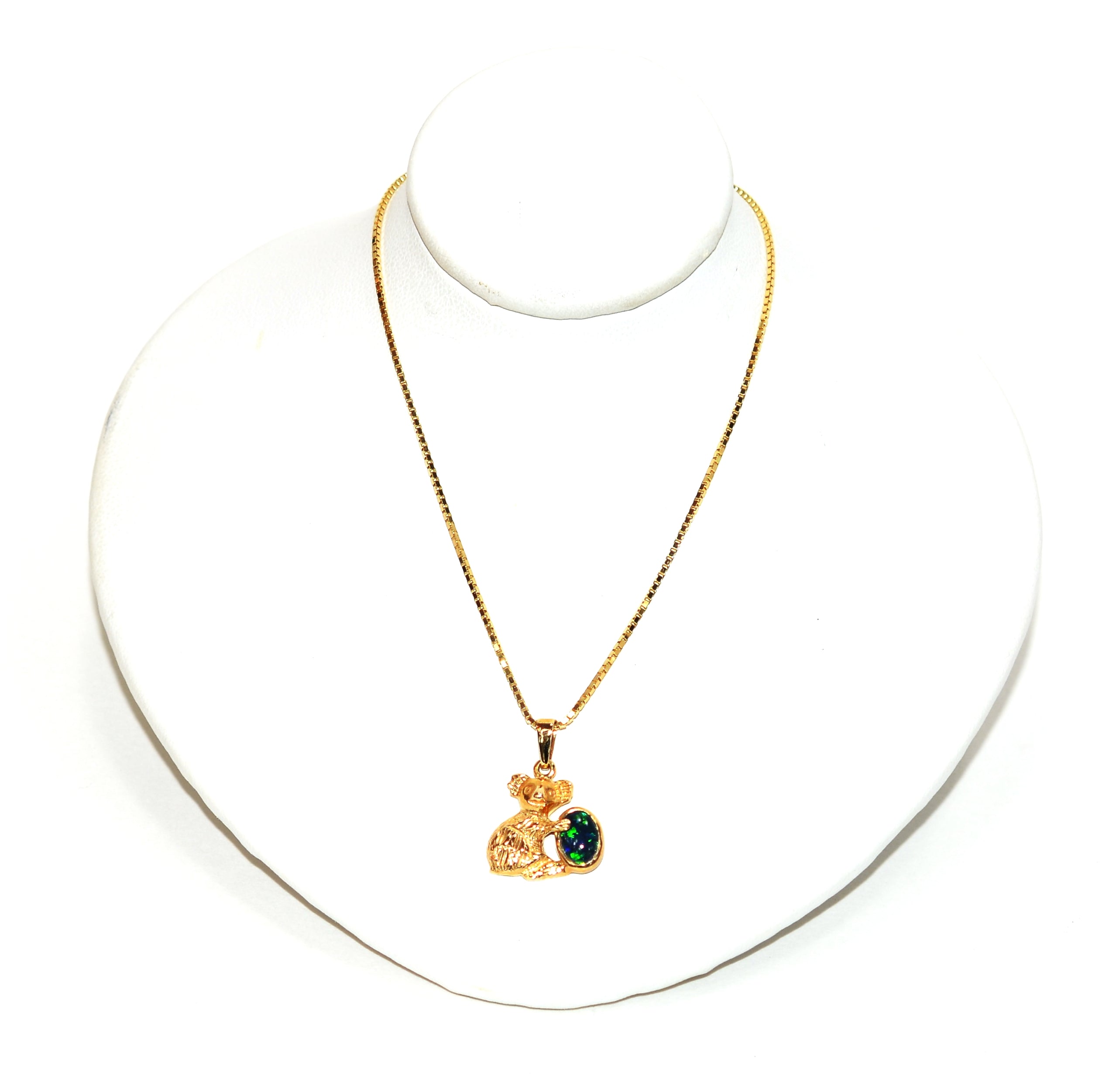 Natural Australian Black Opal Necklace 14K Solid Gold Koala Bear Necklace Koala Pendant Australian Jewelry Fine Jewelry Jewellery