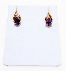 Natural Amethyst  & Diamond Earrings 14K Solid Gold 1.23tcw Gemstone Earrings Stud Earrings Statement Earrings Birthstone Earrings Purple