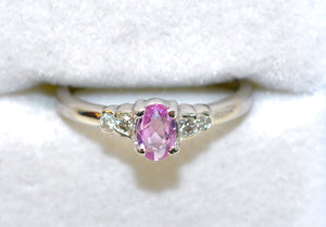 LeVian Natural Padparadscha Sapphire & Diamond Ring Solid Platinum .49tcw Ceylon Ring Sapphire Ring Designer Ring Engagement Ring Pink Ring